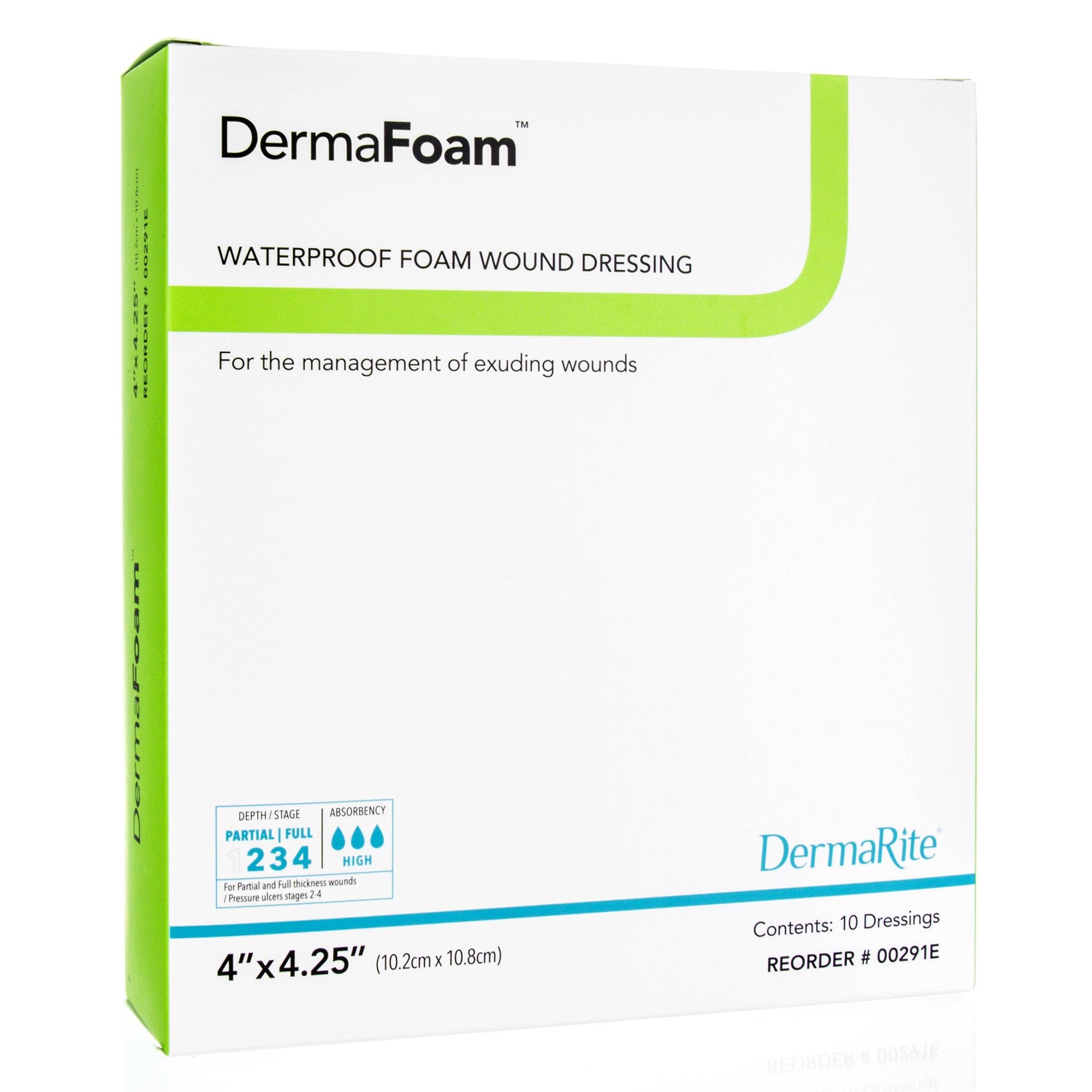 DermaFoam® Nonadhesive without Border Foam Dressing, 4 x 4¼ Inch 00291E