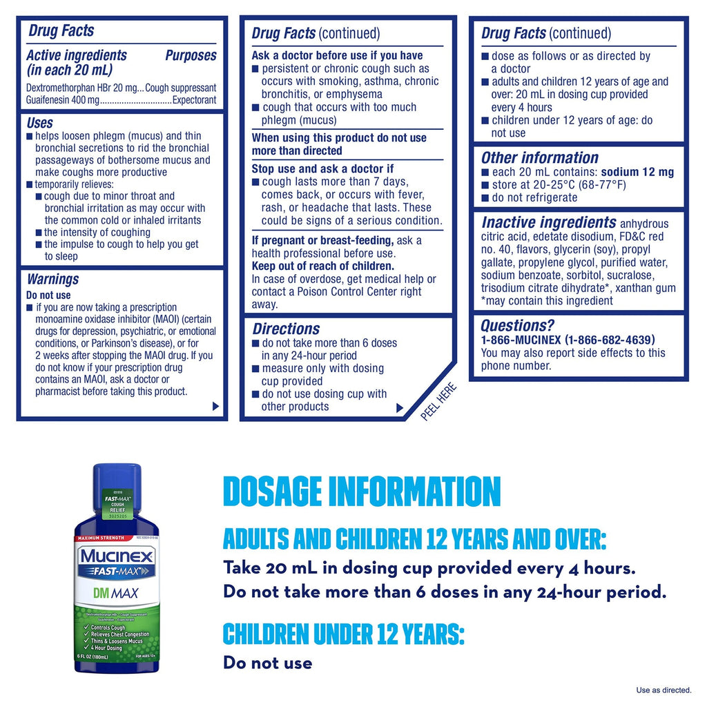 Mucinex® Fast-Max™ DM Max Guaifenesin / Dextromethorphan Cold and Cough Relief 63824001966