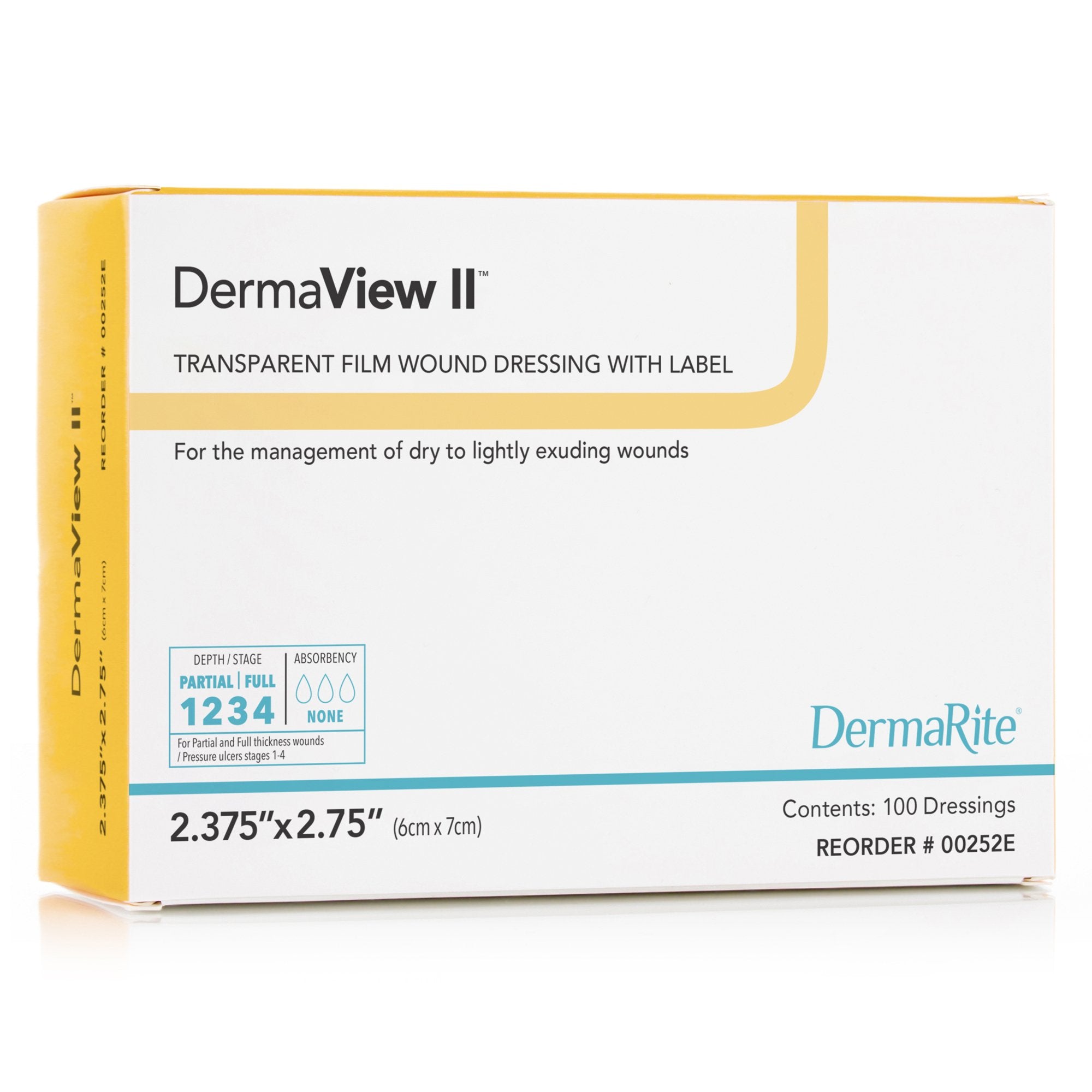 DermaView II™ Transparent Film Dressing, 6 x 7 Centimeter 00252E