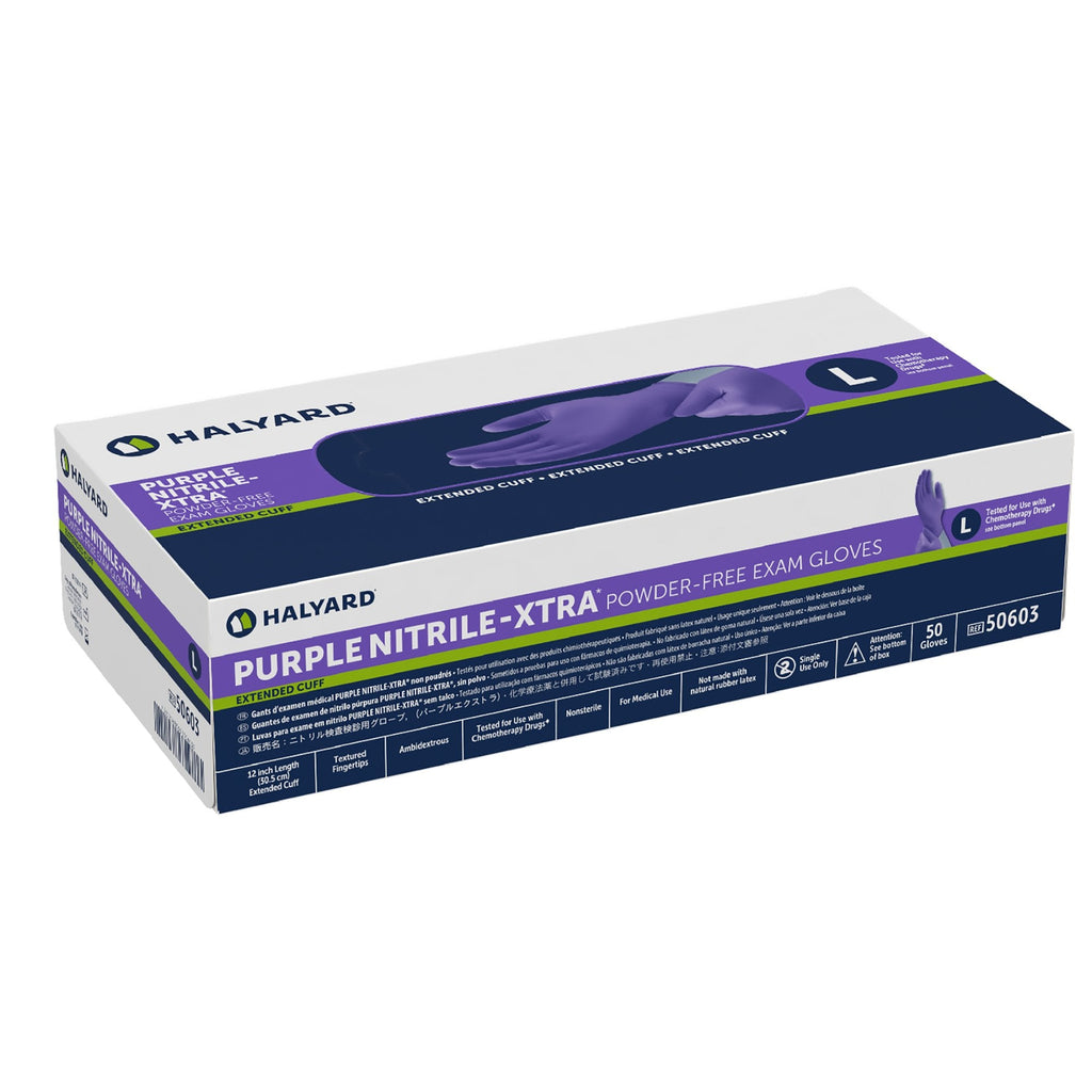 Purple Nitrile-Xtra™ Extended Cuff Length Exam Glove, Large 50603