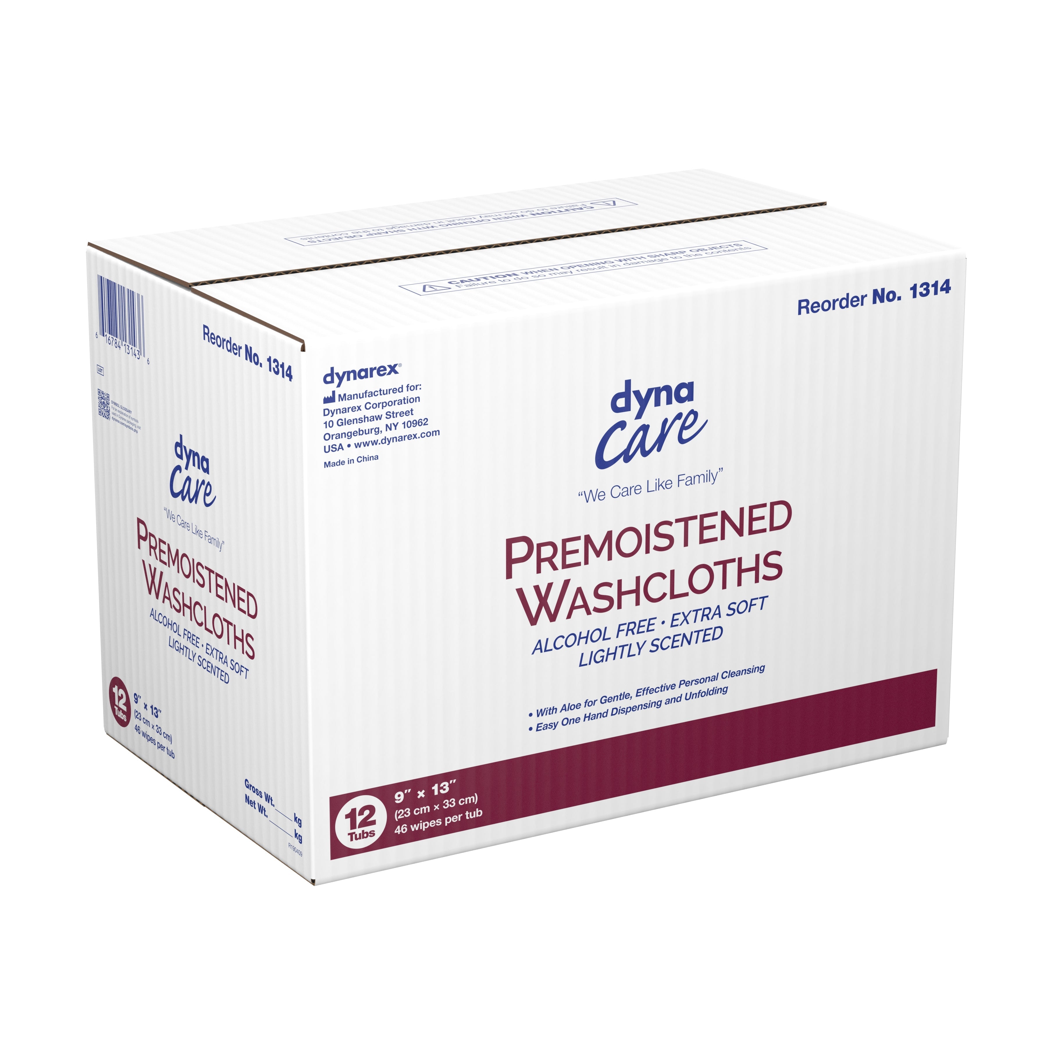 Dynarex Personal Cleansing Wipes, Aloe/Lanolin Scented, Tub 1314