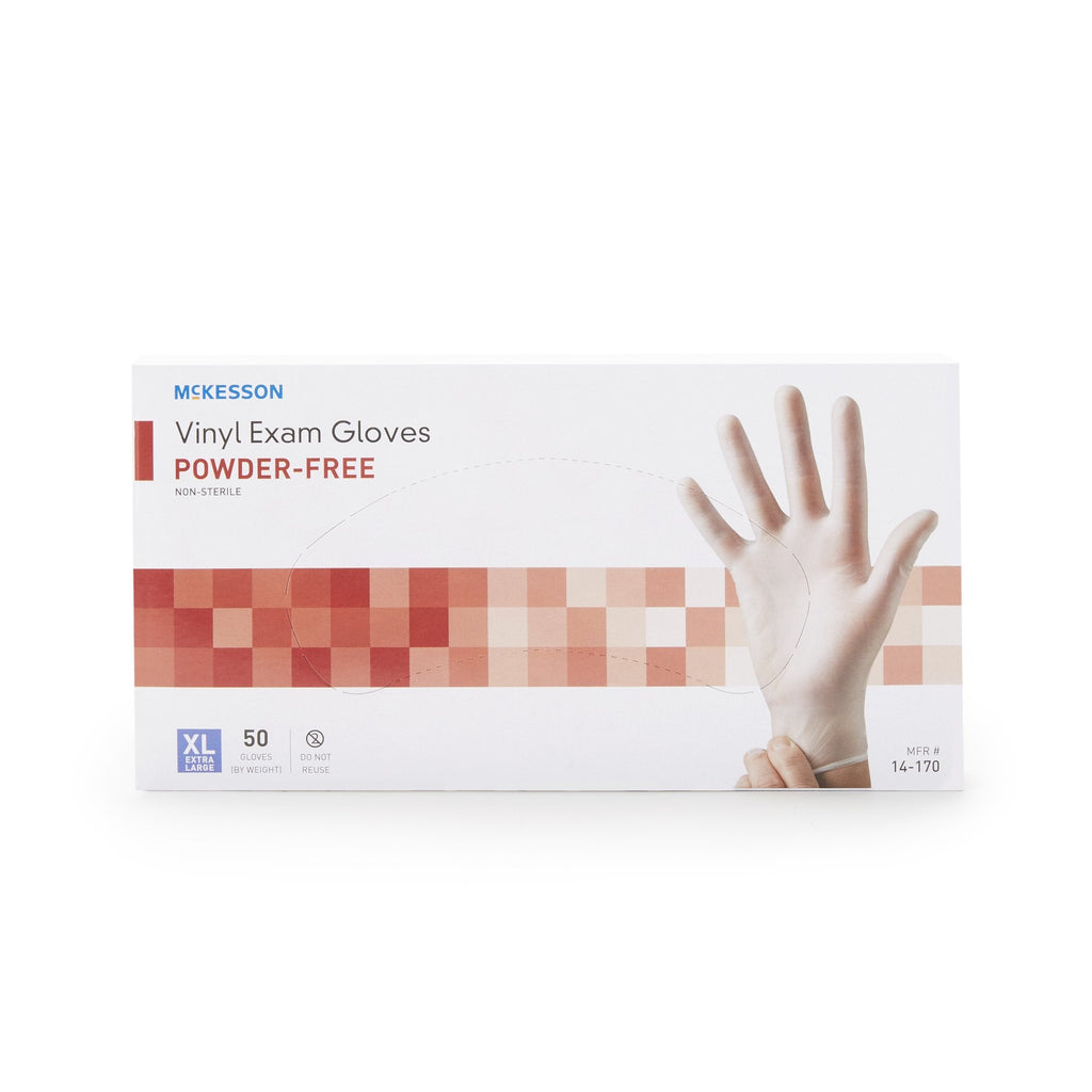 McKesson Confiderm® Vinyl Exam Glove, Extra Large, Clear 14-170
