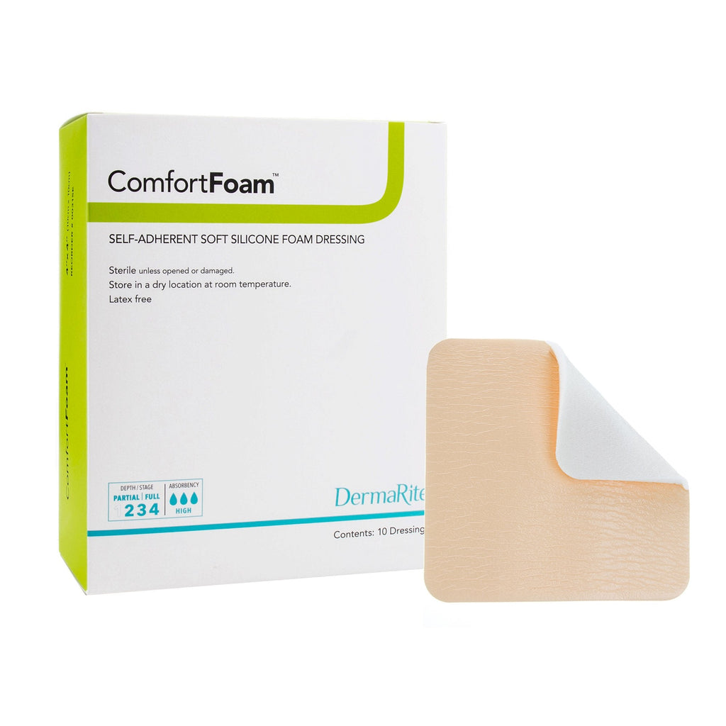 ComfortFoam™ Silicone Adhesive without Border Silicone Foam Dressing, 3 x 3 Inch 44330