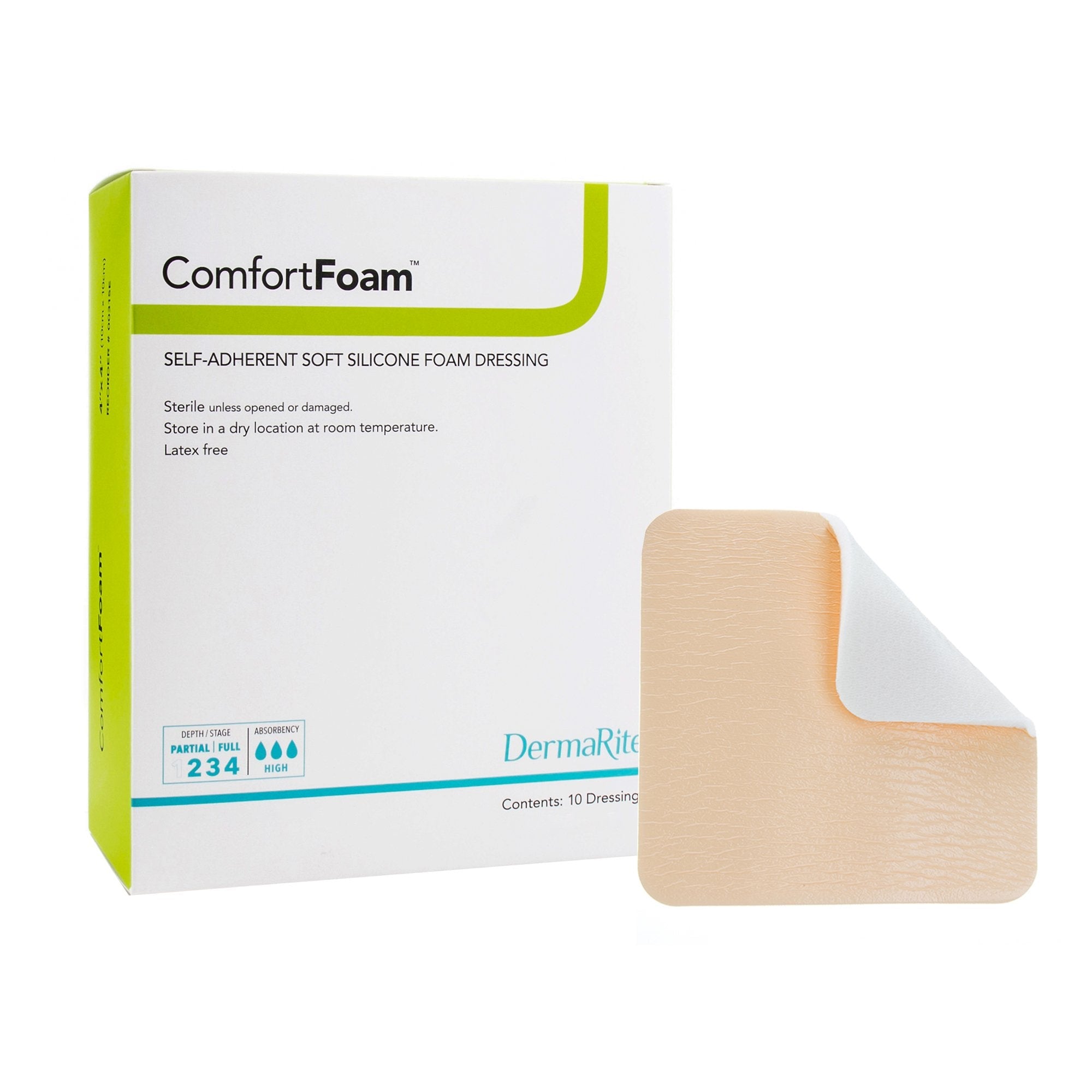 ComfortFoam™ Silicone Adhesive without Border Silicone Foam Dressing, 3 x 3 Inch 44330