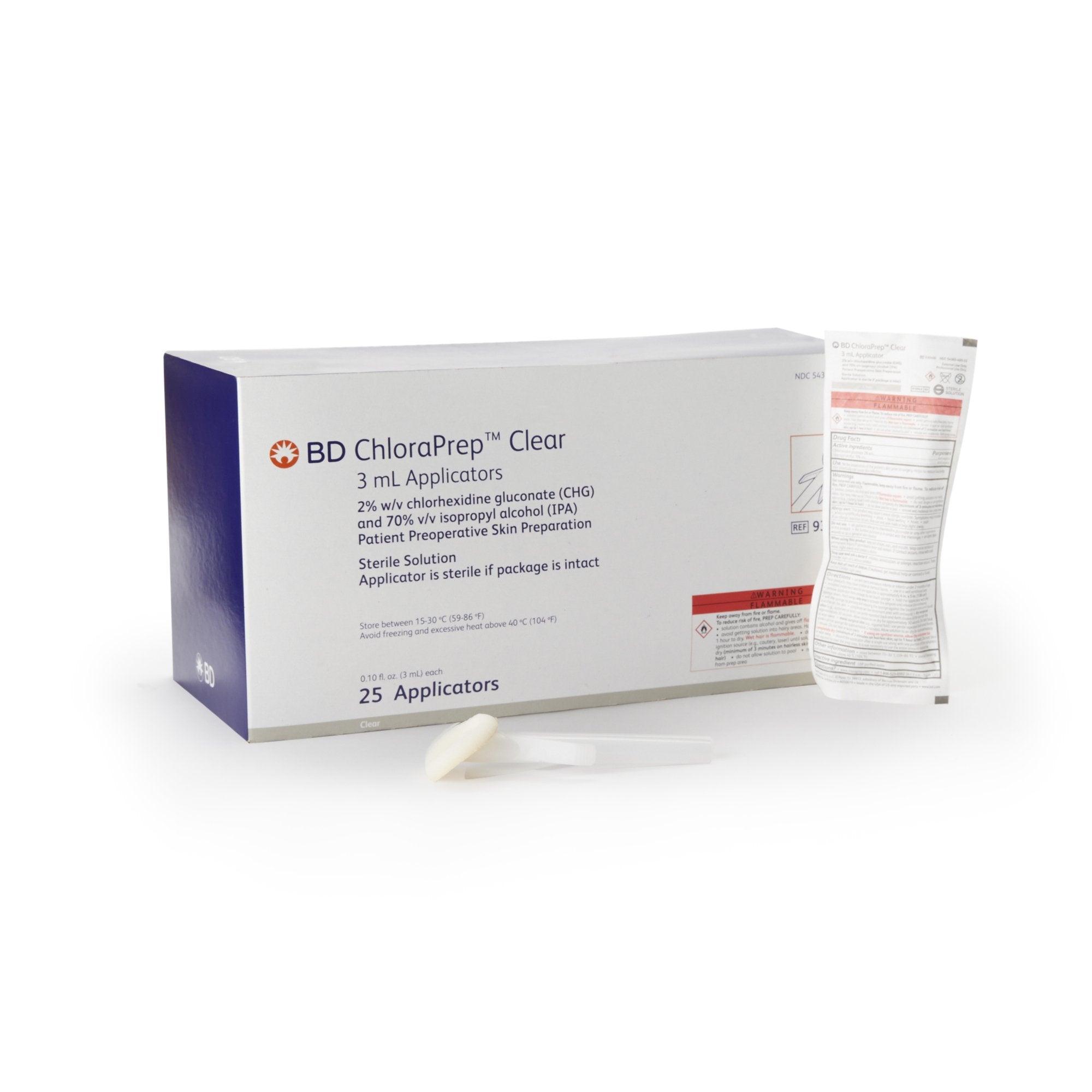Skin Prep Solution ChloraPrep™ Clear 3 mL Foam Applicator 2% / 70% Strength CHG (Chlorhexidine Gluconate) / Isopropyl Alcohol Sterile 930400