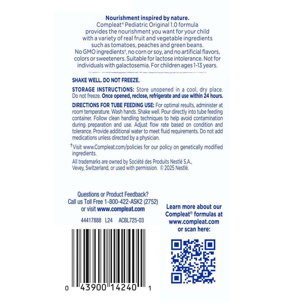 Compleat® Pediatric Ready to Use Pediatric Tube Feed Formula, 8.45-oz. carton 10043900142408