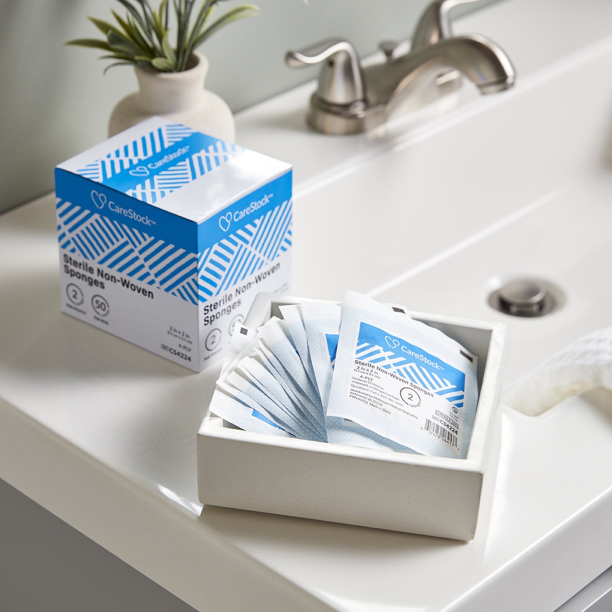 CareStock™ Sterile Nonwoven Sponge, 2 x 2 Inch, 4-Ply CS4224