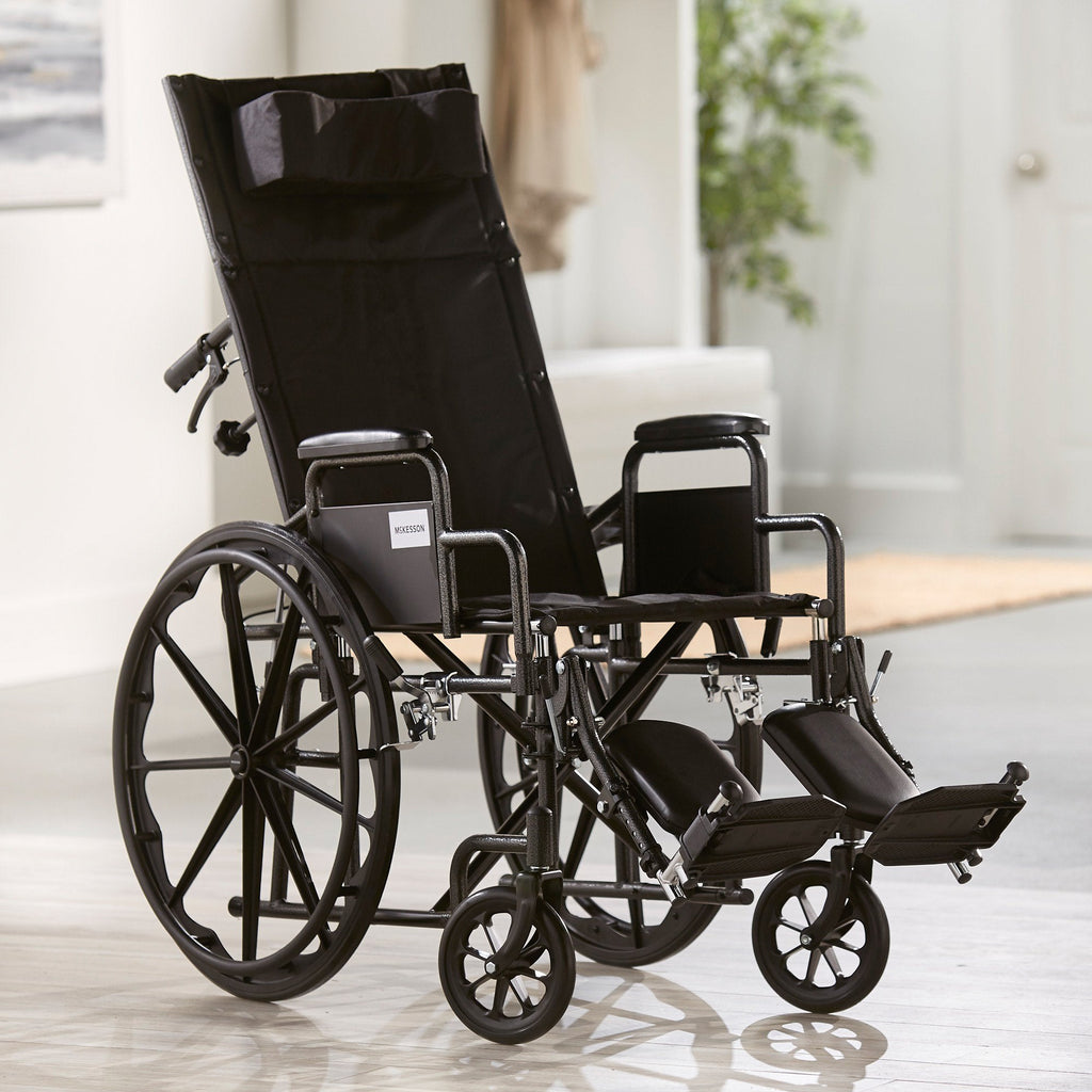 McKesson Reclining Wheelchair, 18-Inch Seat Width 146-SSP18RBDDA