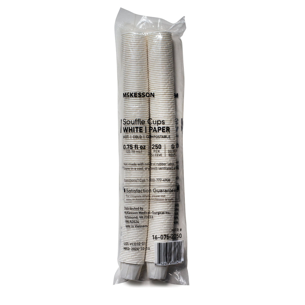 0.75 oz. Paper Souffle Cup White Disposable 16-075-2050