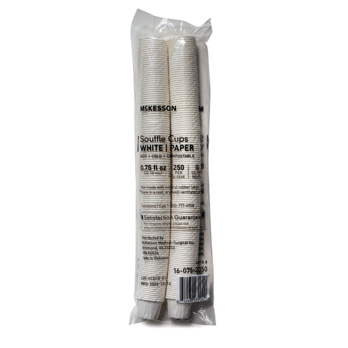 0.75 oz. Paper Souffle Cup White Disposable 16-075-2050