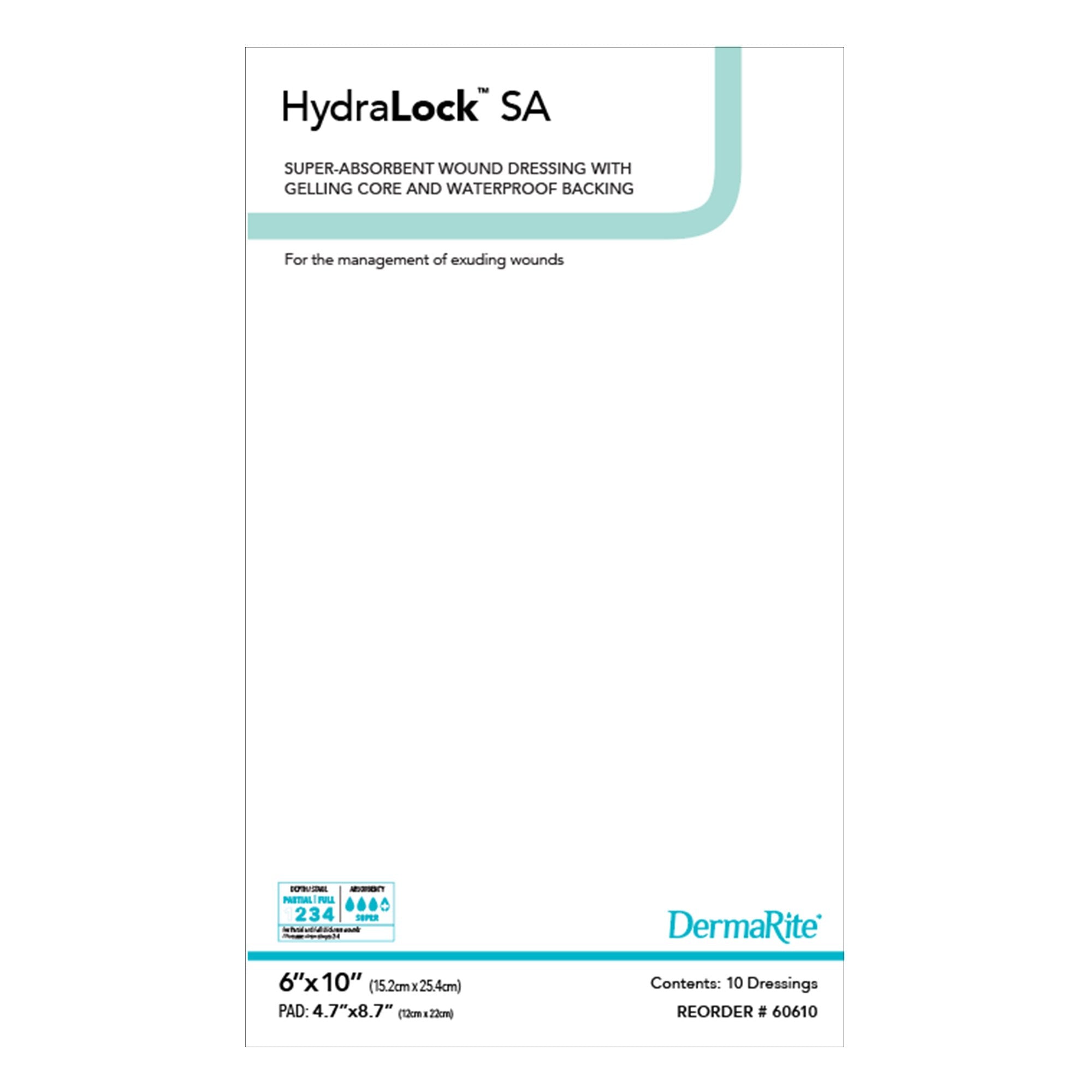HydraLock™ Super Absorbent Dressing, 6 x 10 Inch 60610