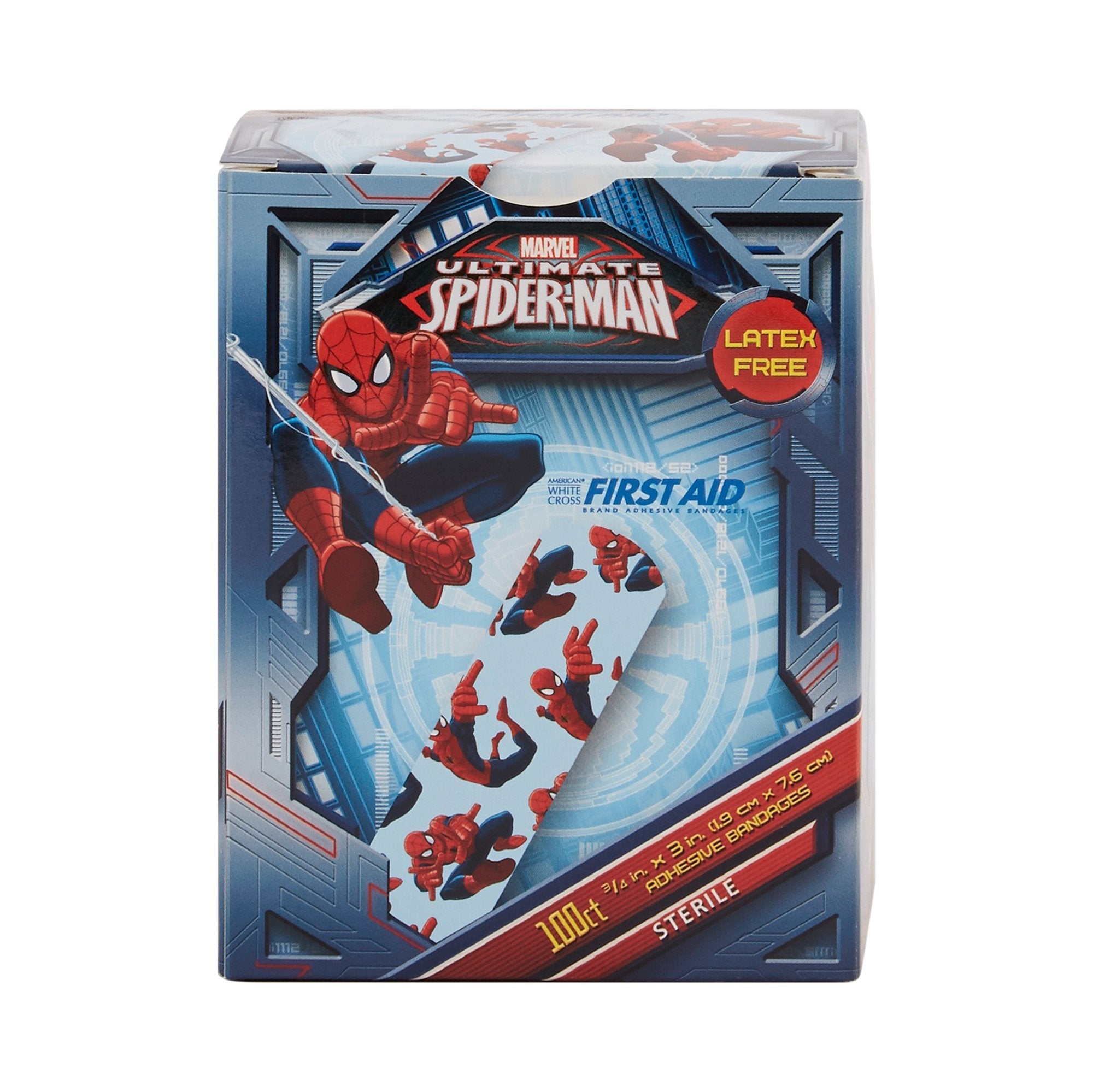 American White Cross Stat Strip Adhesive Strip, 3/4 x 3 Inch, Spider-Man Design 1087737