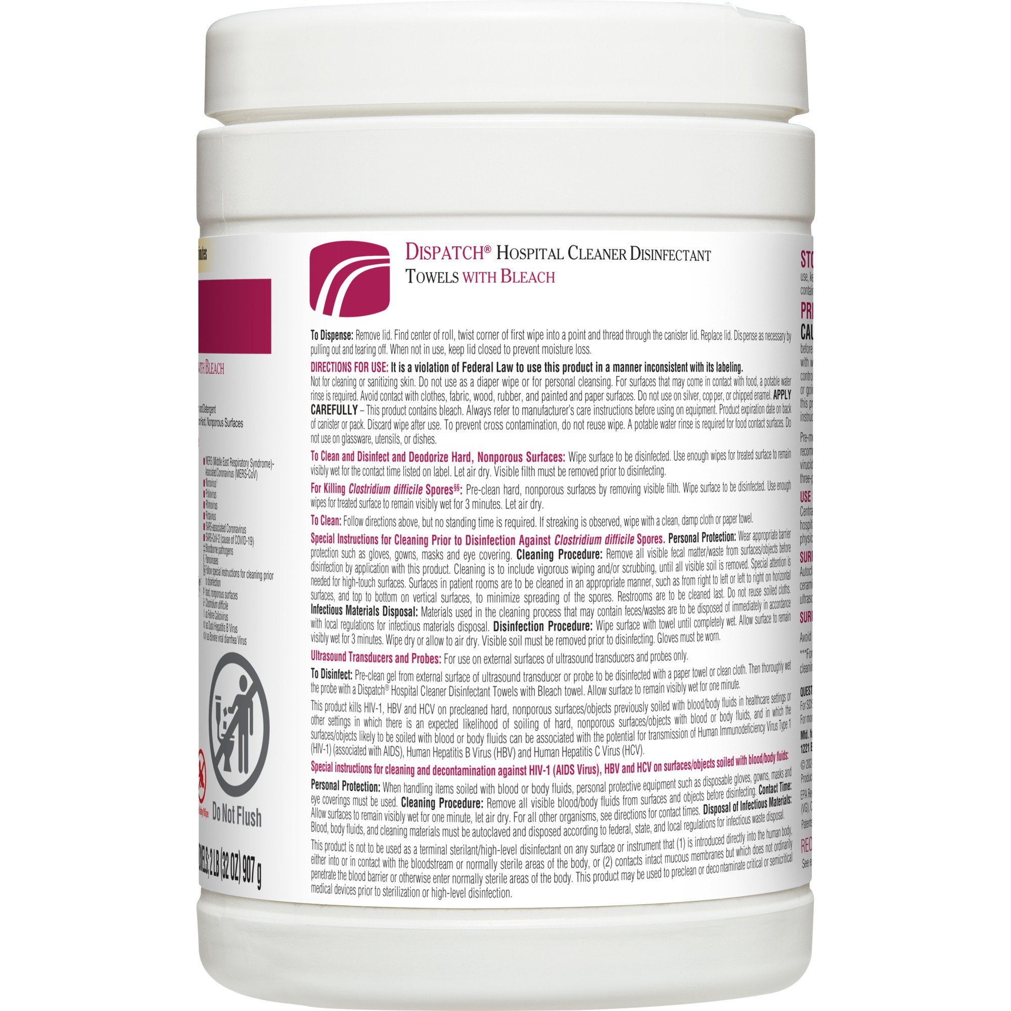 Dispatch® Surface Disinfectant Cleaner with Bleach, Canister 69150