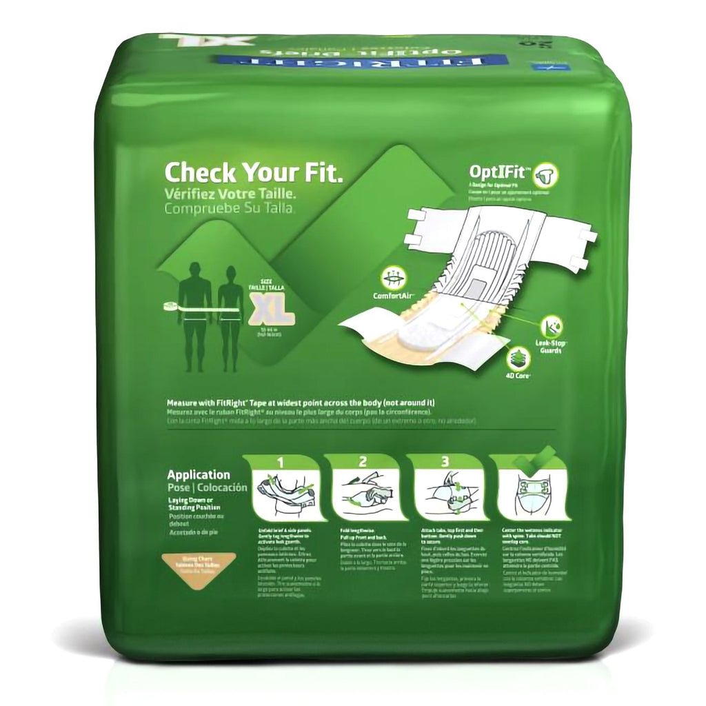 Incontinence Brief FitRight™ Plus Adult X-Large Unisex Disposable Moderate Absorbency FITPLUSXLG