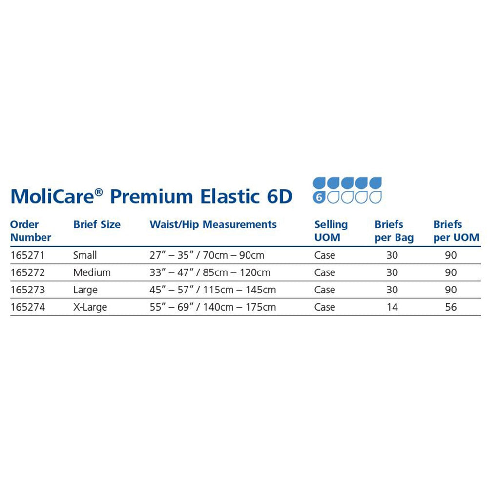 MoliCare® Premium Elastic 6 Drop Absorbency Incontinence Briefs, X-Large 165274