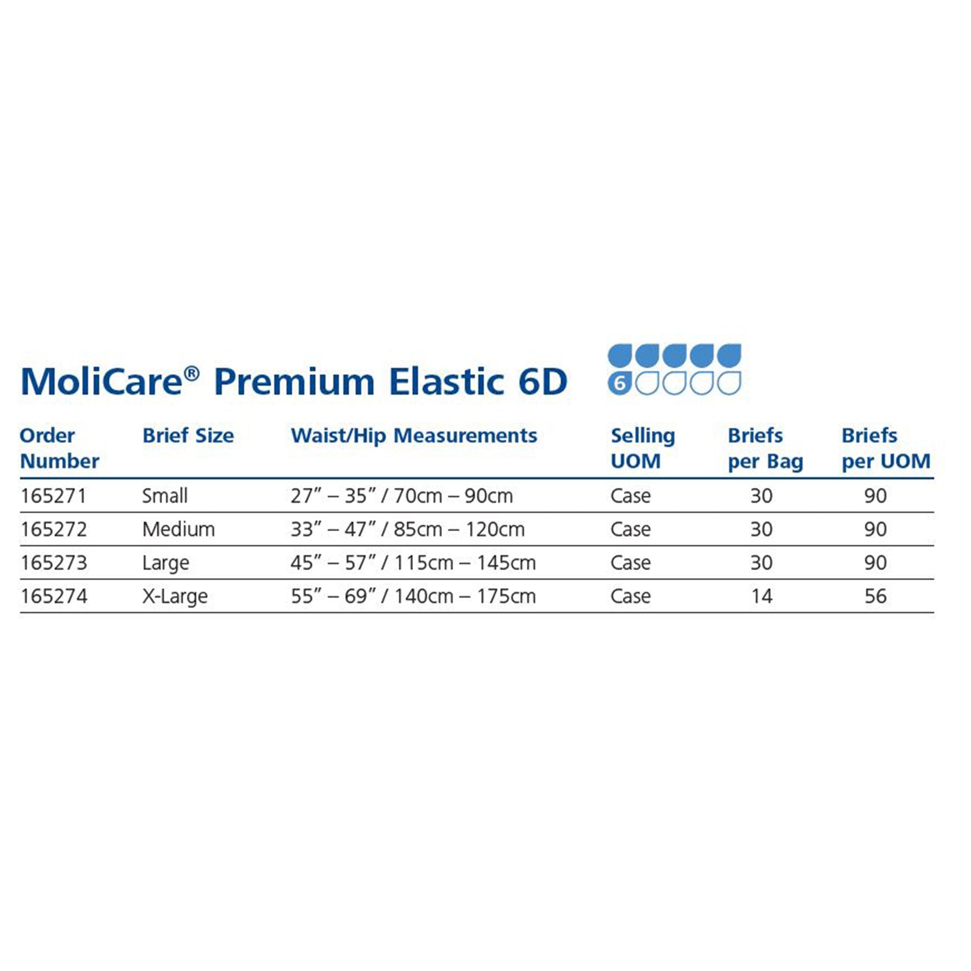 MoliCare® Premium Elastic 6 Drop Absorbency Incontinence Briefs, X-Large 165274