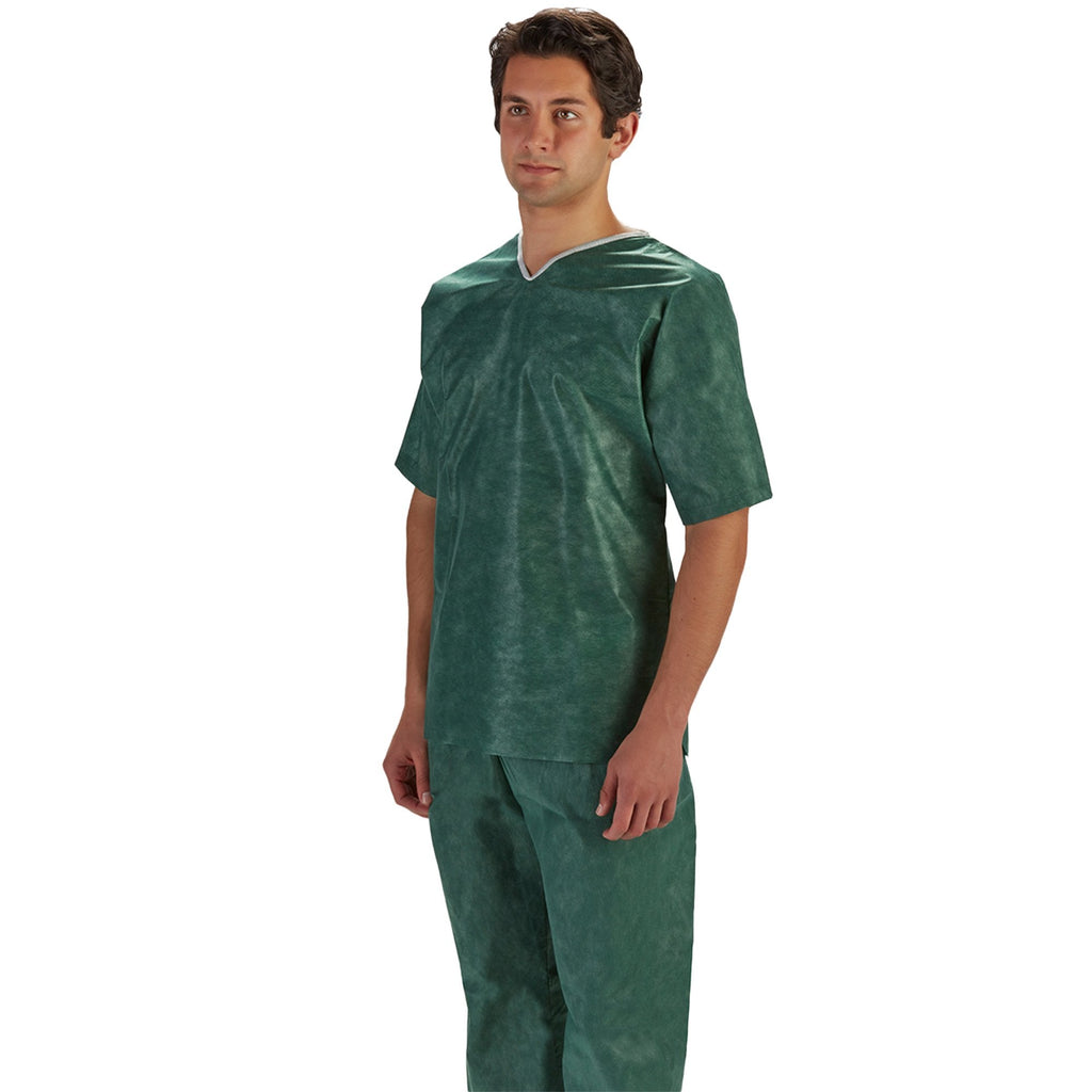 Patient Shirt SimplySoft® Small Green / White Without Pockets Short Sleeve Unisex 79709