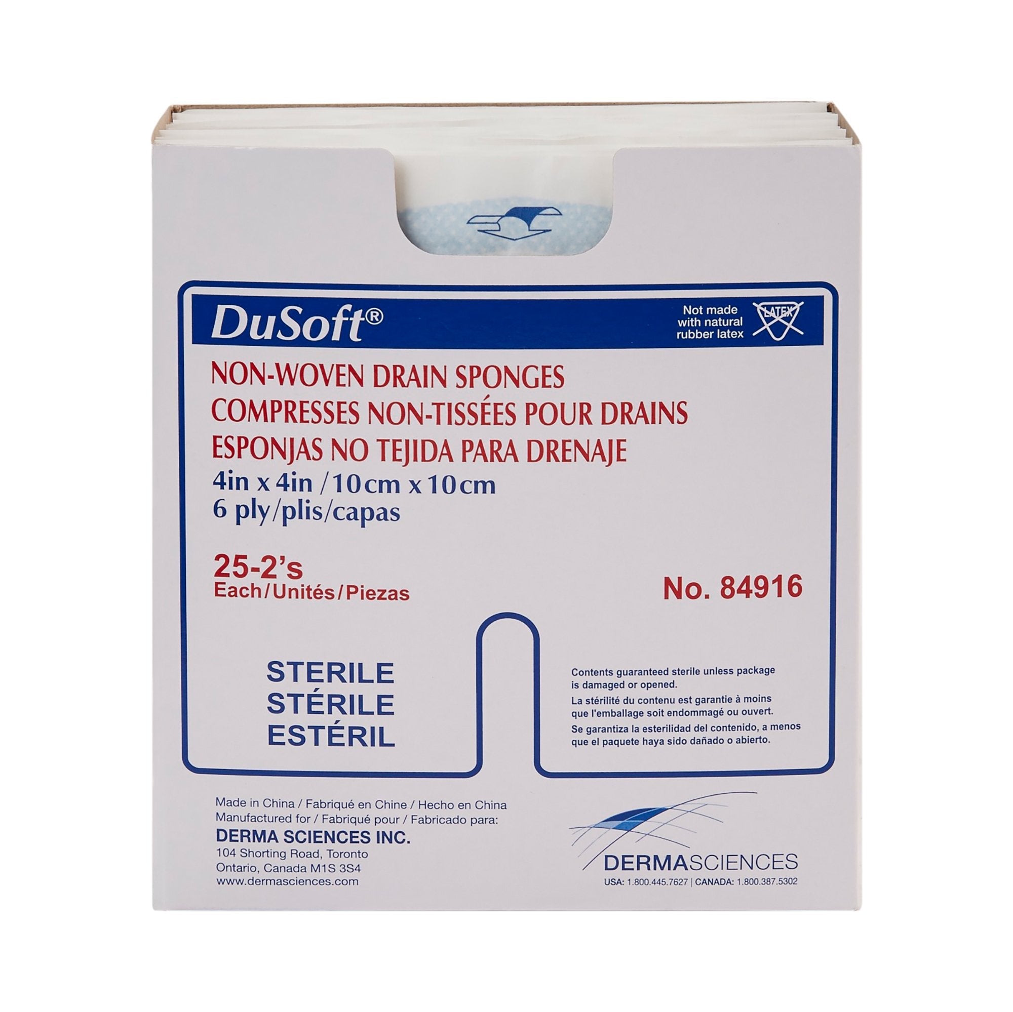 Dumex IV/Drain Split Dressing, 4 x 4 Inch, 6-Ply 84916