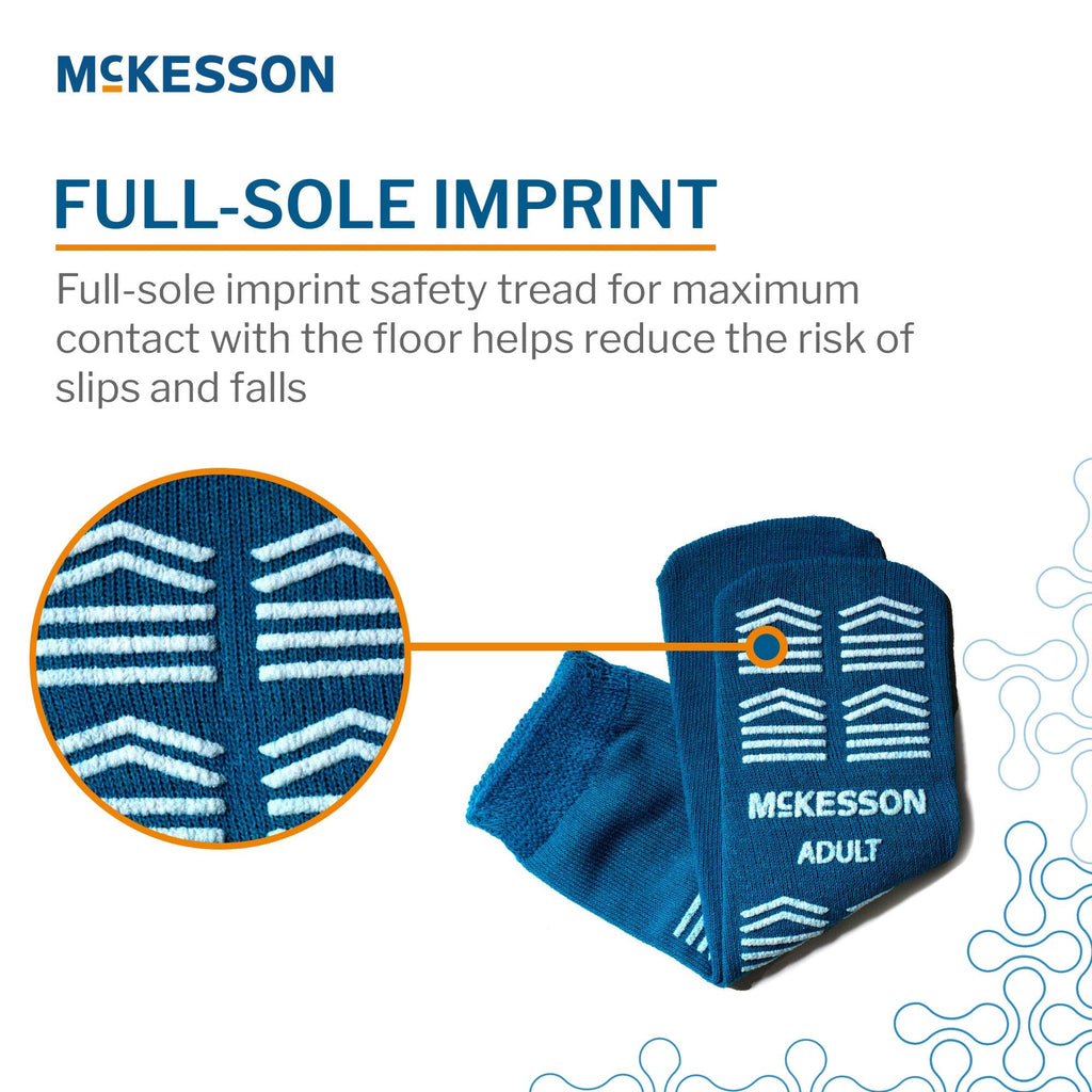 Slipper Socks McKesson Unisex Adult Large Single Tread Single Patient Use Teal 16-A-SCE1