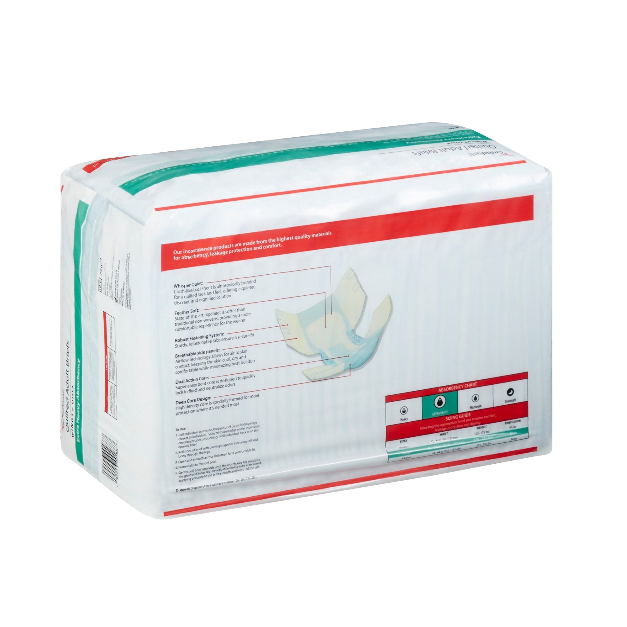 Wings™ Ultra Quilted Extra Heavy Absorbency Incontinence Brief, Large 77074