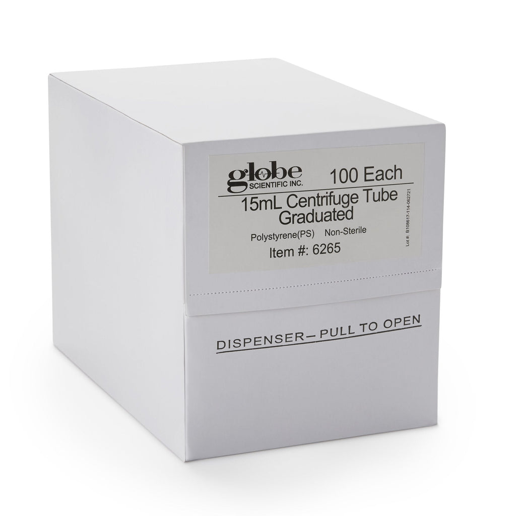 Globe Scientific Centrifuge Tube, Without Closure, 15 mL, 16.6 x 120 mm 6265