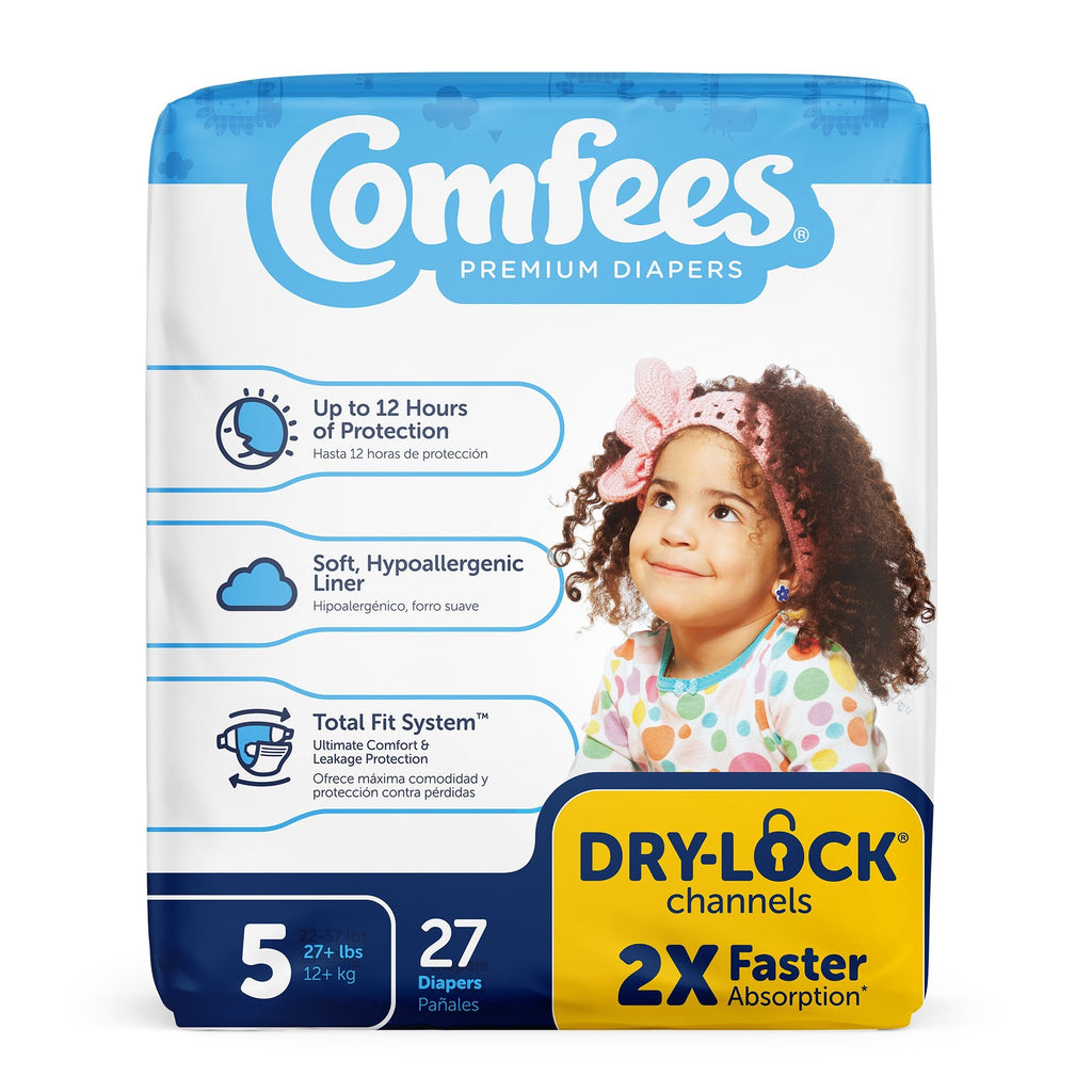 Attends Comfees Premium Diapers, Unisex, Baby, Tab Closure, Size 5, Kid Design 41541
