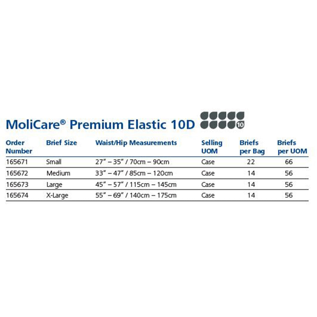 MoliCare® Premium Elastic 10 Drop Absorbency Incontinence Briefs, Large 165673