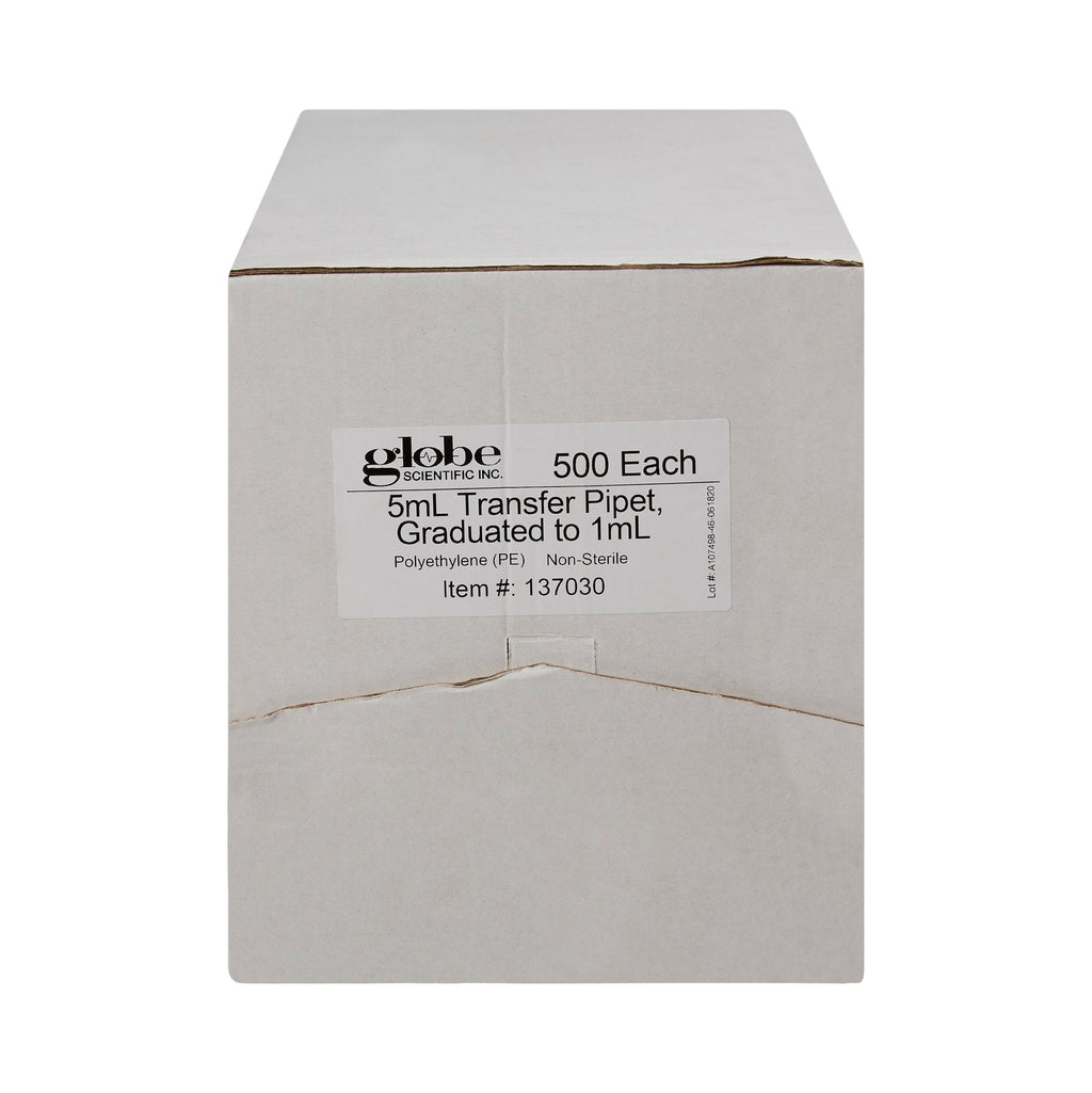 Globe Scientific Transfer Pipette, 5 mL, 3.4 mL Draw Volume 137030