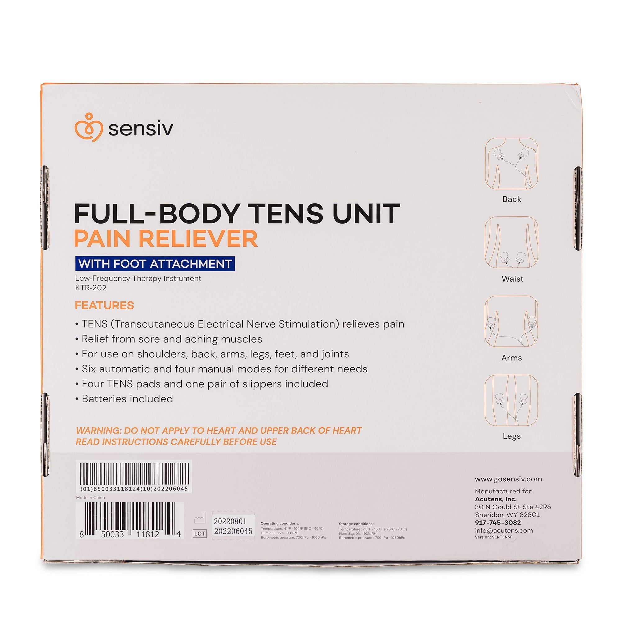 Sensiv Full-Body TENS Pain Relief Therapy with Foot Attachment SENTENSF