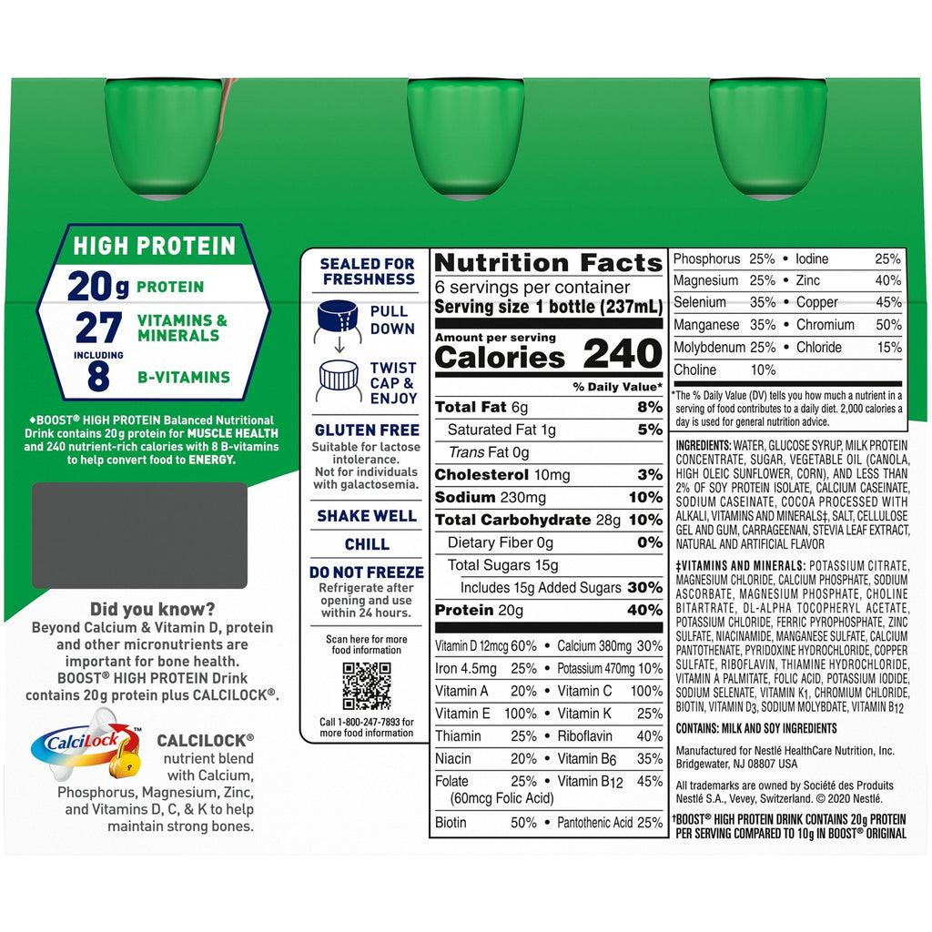Boost® High Protein Chocolate Complete Nutritional Drink, 8-ounce bottle 00041679940365