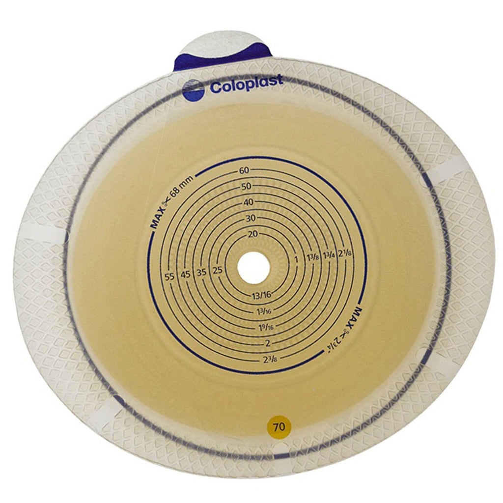 SenSura® Flex Xpro Flat Ostomy Barrier, Trim to Fit 10 – 68 mm, Yellow 10106