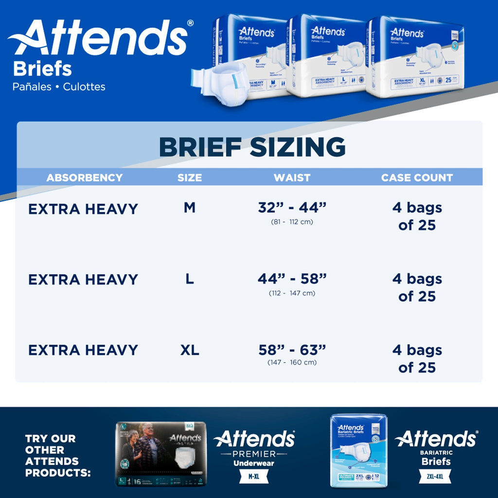 Attends® Extra Heavy Absorbency Briefs, Large DDP30100