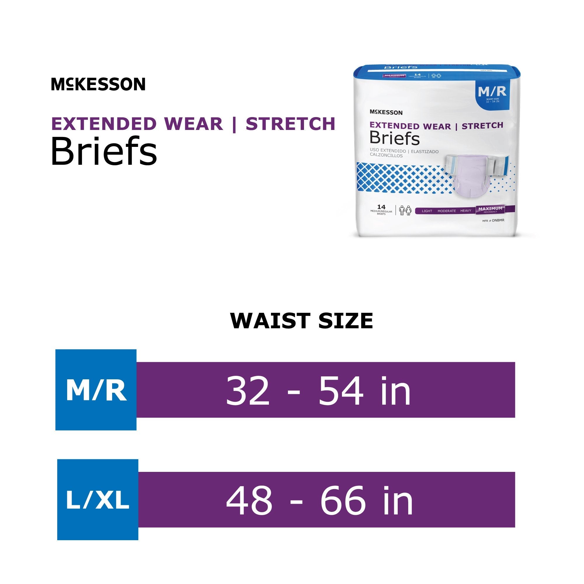 McKesson Extended Wear Maximum Absorbency Incontinence Brief, Medium ONBMR