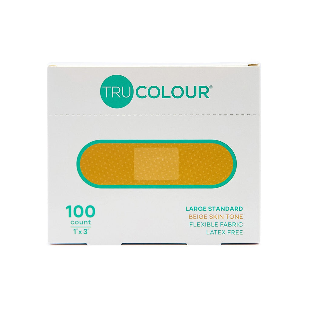 Tru-Colour Skin Tone Shade Fabric Bandage Adhesive Strips – Beige, 1 x 3 Inch TCB-ALS100