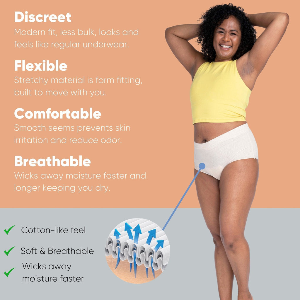 Nexwear Women's Pull-On Absorbent Underwear, Extra Large, Tan 203