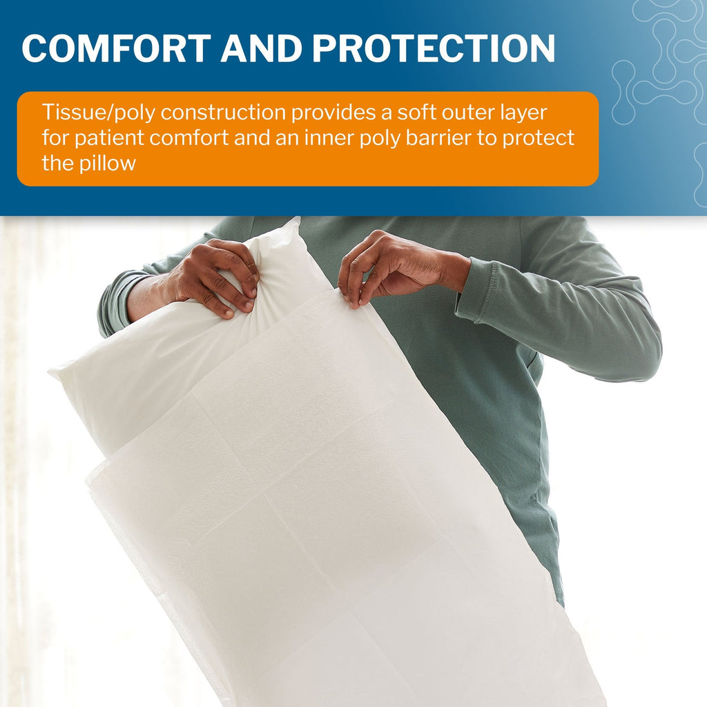 McKesson White Tissue/Poly Pillowcase, 21 x 30 Inch 18-917