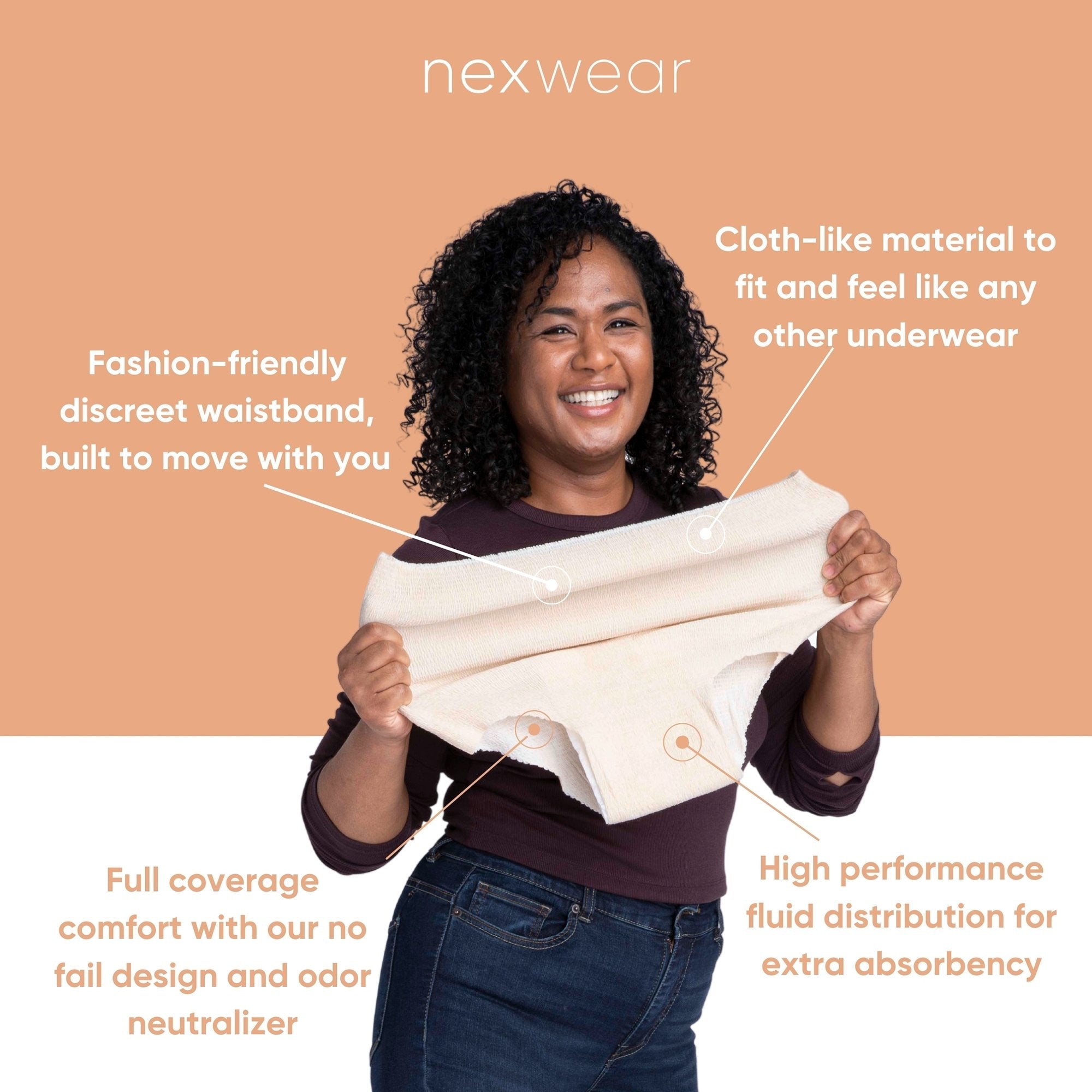 Nexwear Women's Pull-On Absorbent Underwear, Extra Large, Tan 203