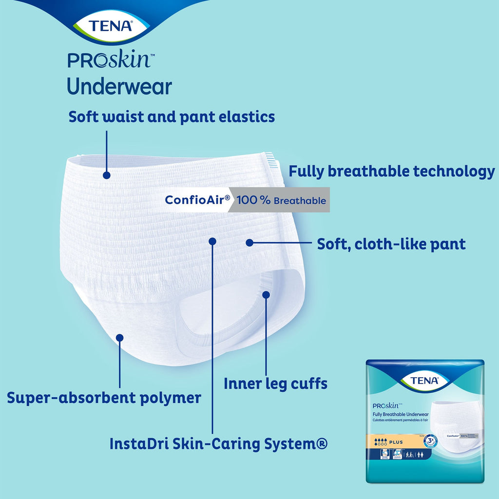 Tena® ProSkin™ Plus Fully Breathable Absorbent Underwear, Large 72633