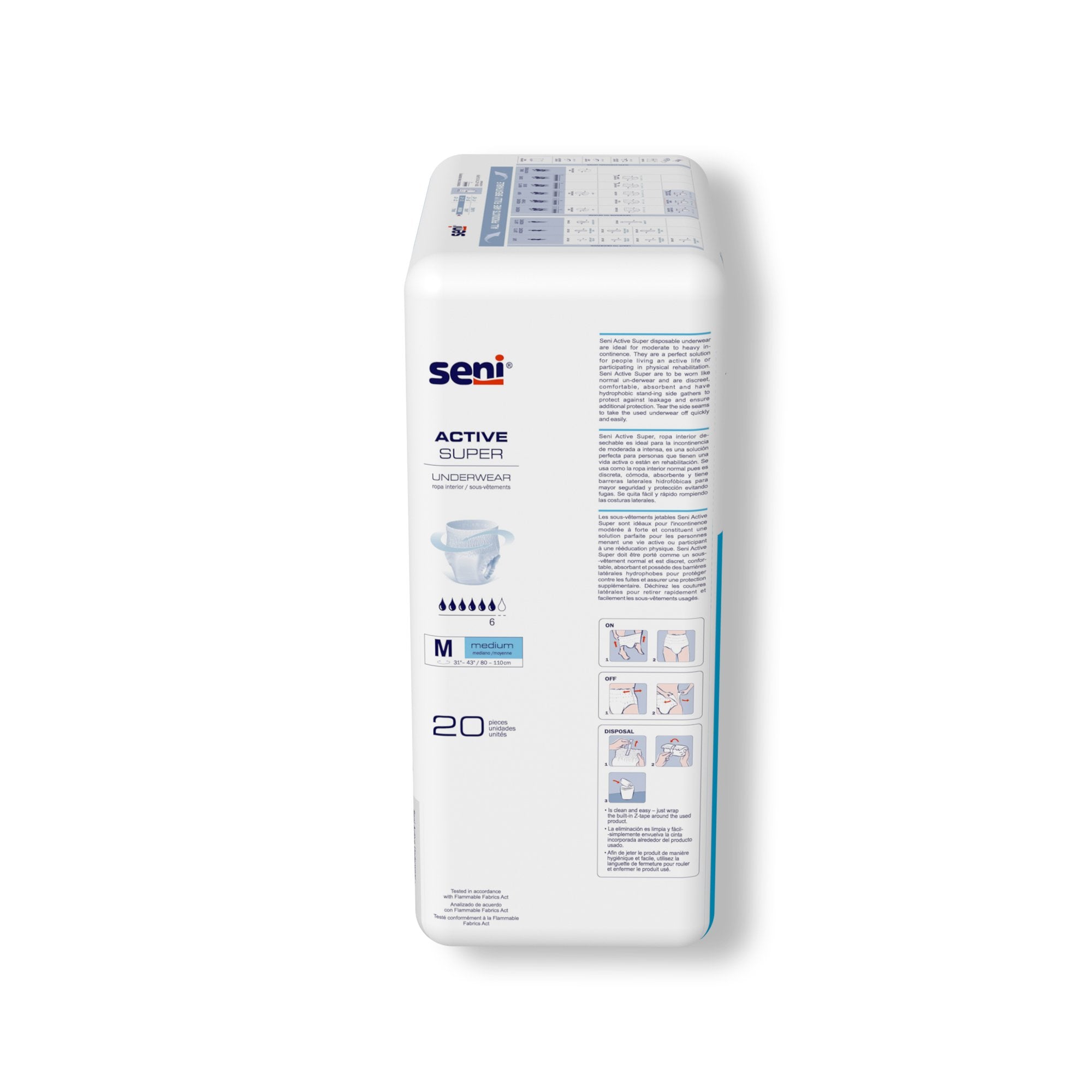 Seni® Active Super Moderate to Heavy Absorbent Underwear, Medium S-ME20-AS1