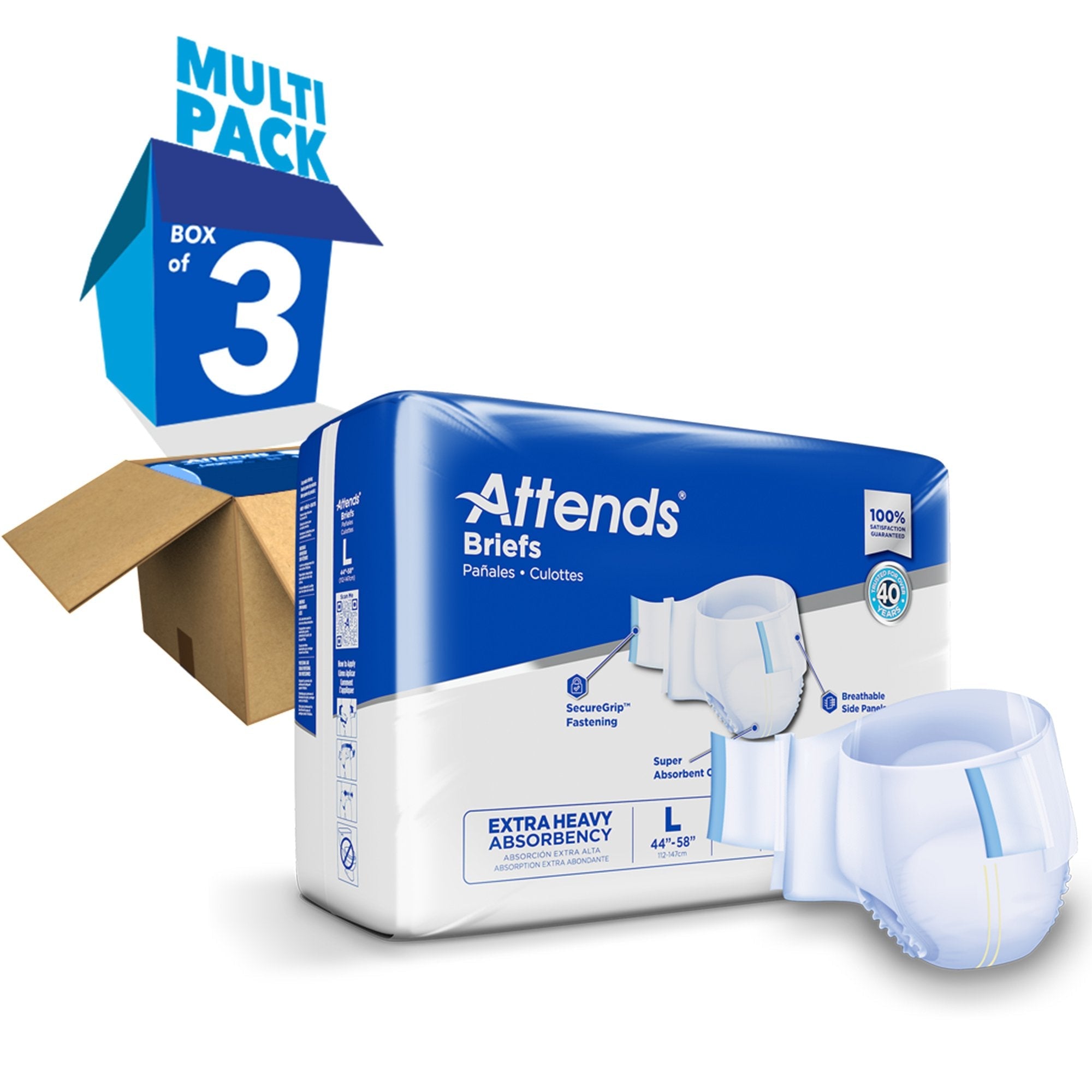 Attends® Extra Heavy Absorbency Briefs, Large DDP30