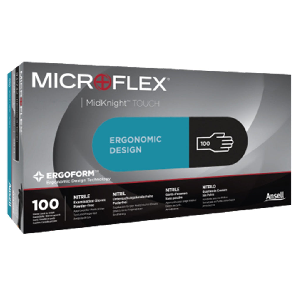 Microflex® MidKnight™ Touch 93-732 Nitrile Exam Glove, Extra Small, Black 93732060