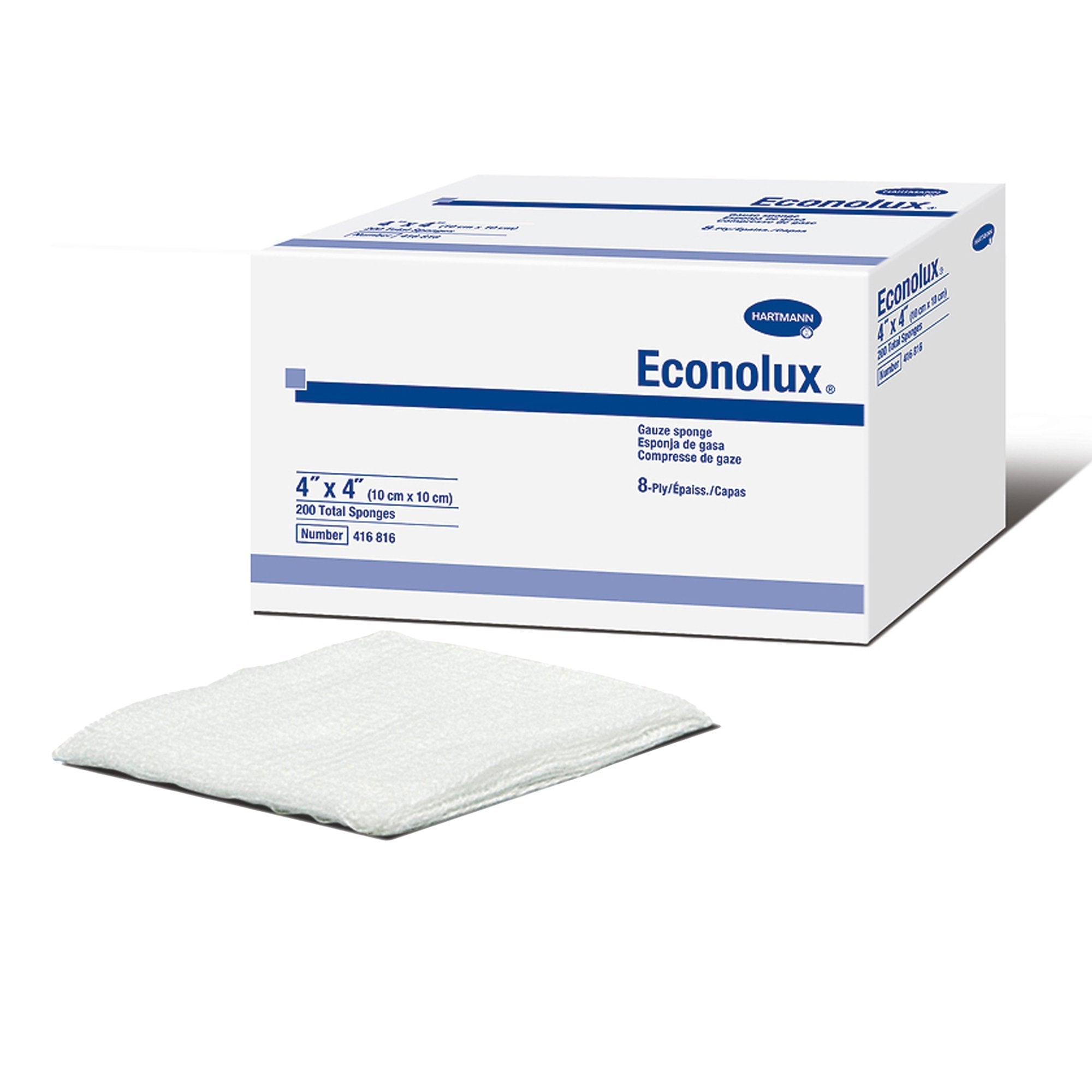 Econolux® Gauze Sponge, 4 x 4 Inch, 8-Ply 416816