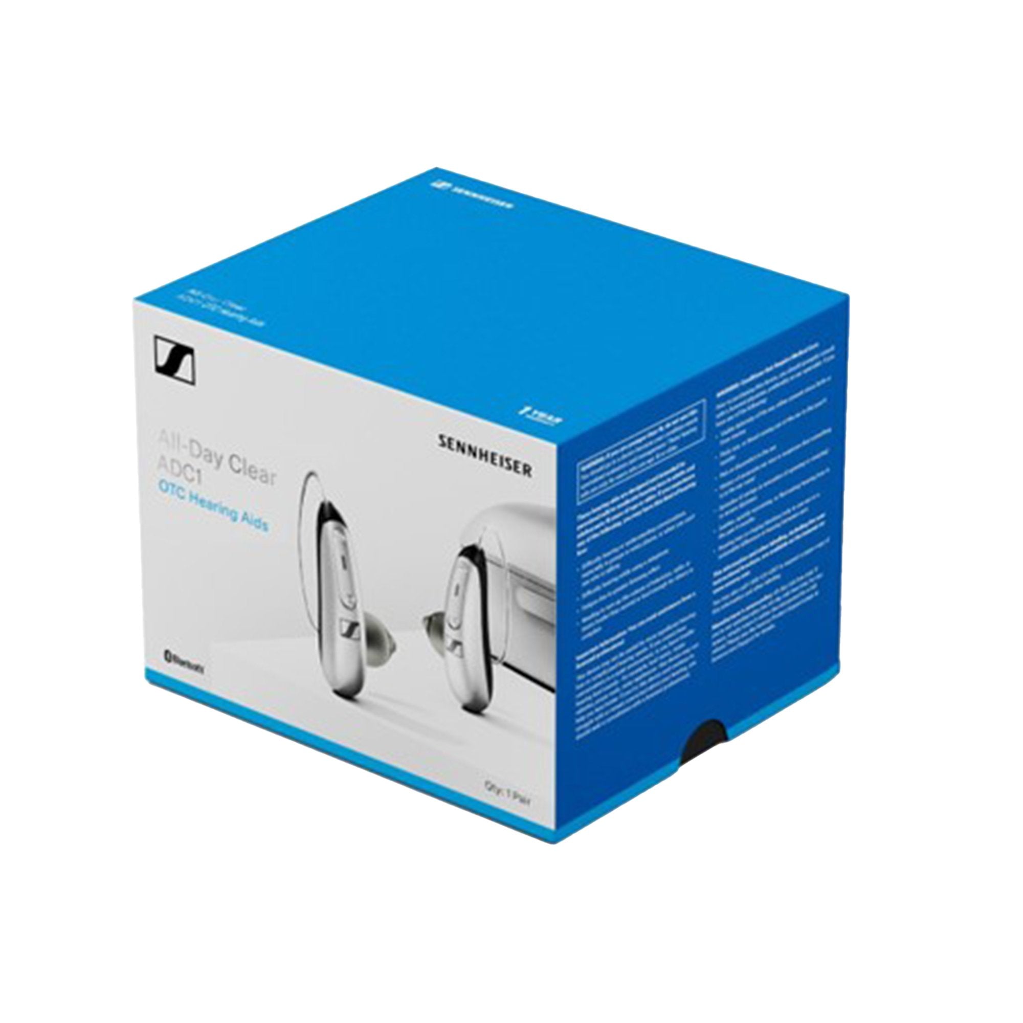 Sennheiser All-Day Clear OTC Hearing Aid, Silver/Black 051-5046-AB