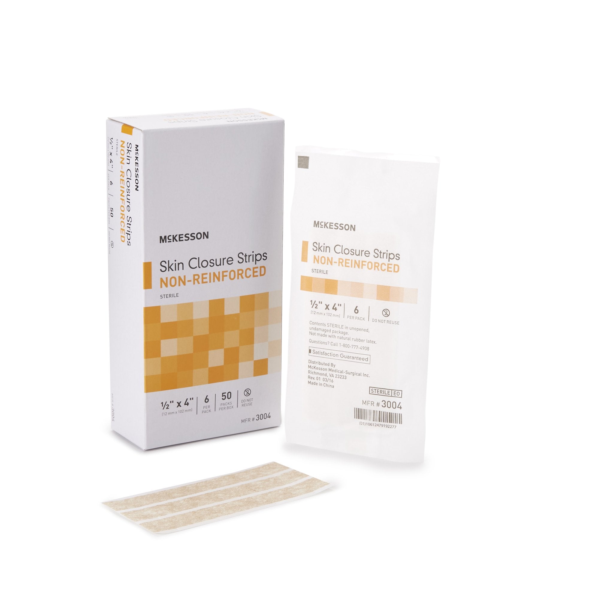 McKesson Nonreinforced Skin Closure Strip, 1/2 x 4 in. 3004