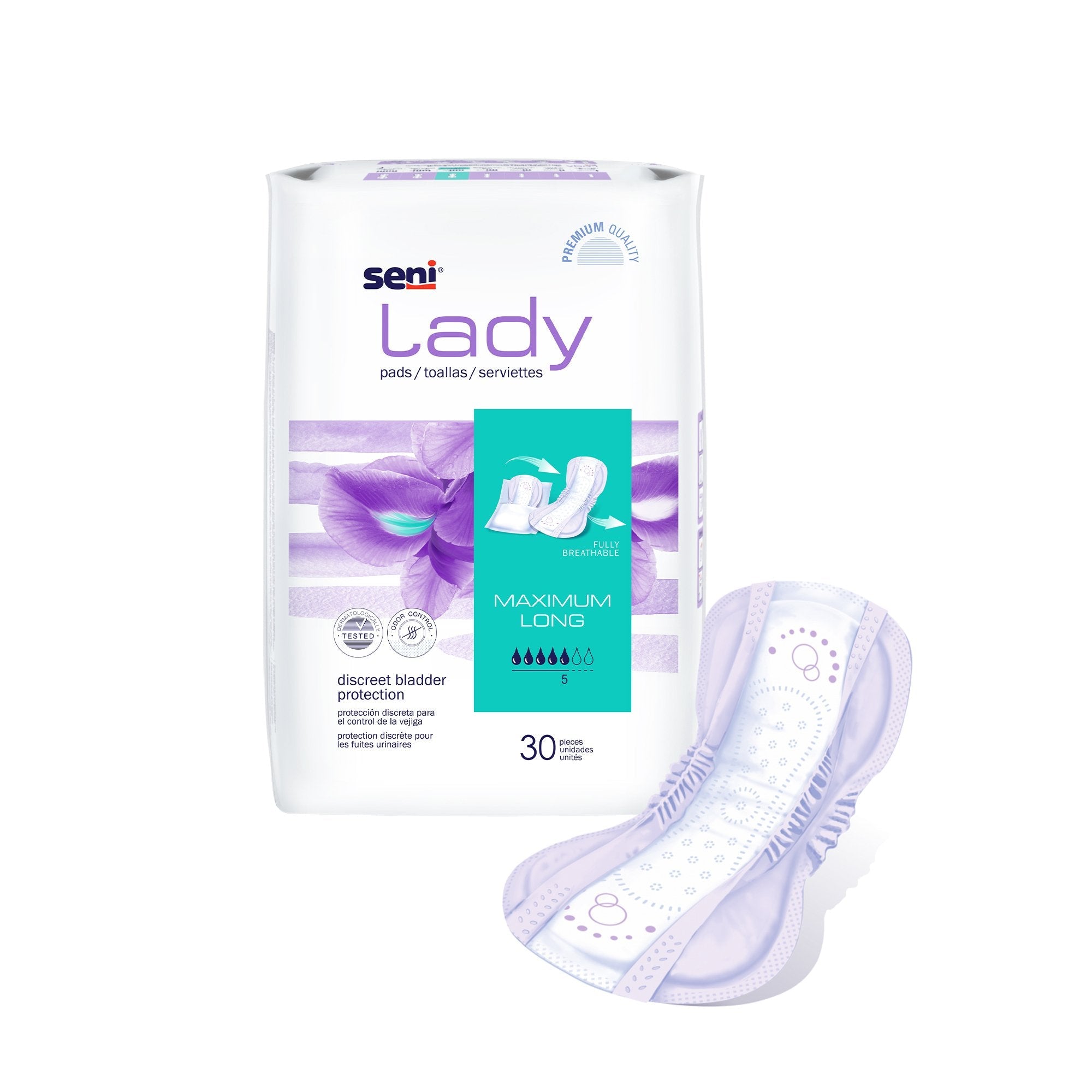 Seni® Lady Maximum Bladder Control Pads, Long S-5P30-PS1