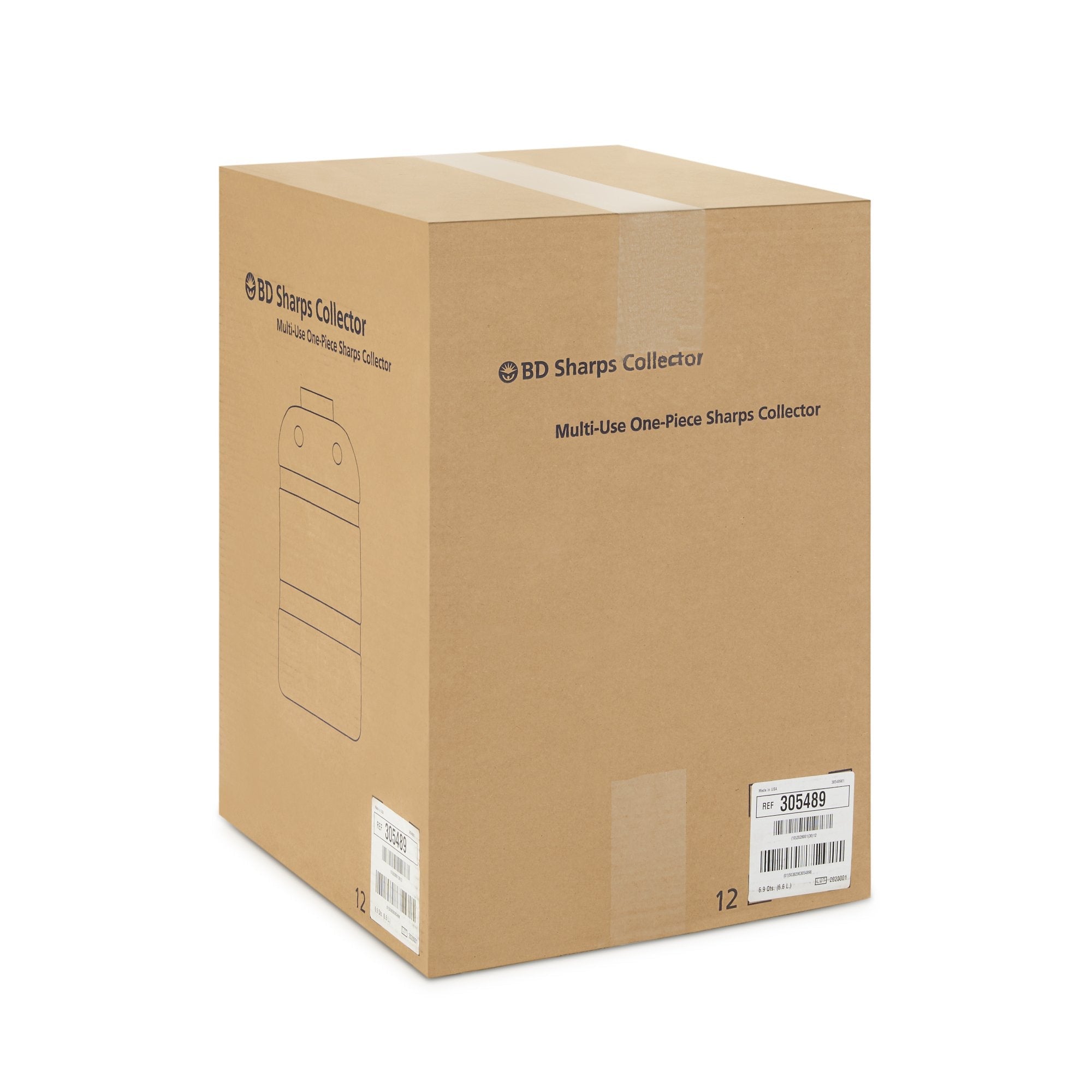 Becton Dickinson Red Sharps Container, 6.9 Quart, 11½ x 8¾ x 5½ Inch 305489