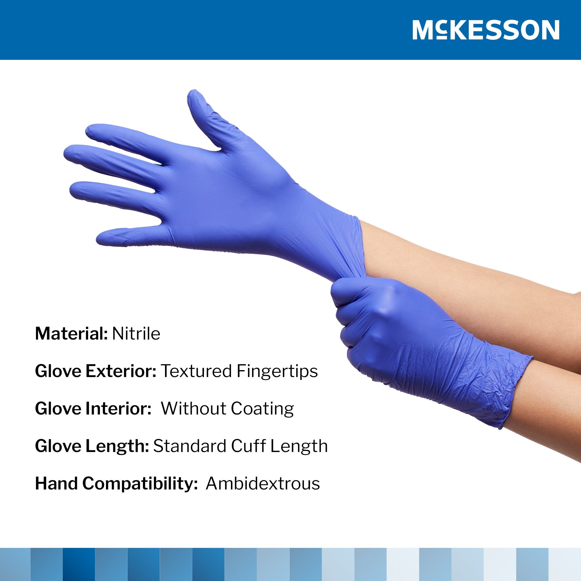 McKesson Confiderm® 3.0 Nitrile Exam Glove, Small, Blue 14-6N32EC