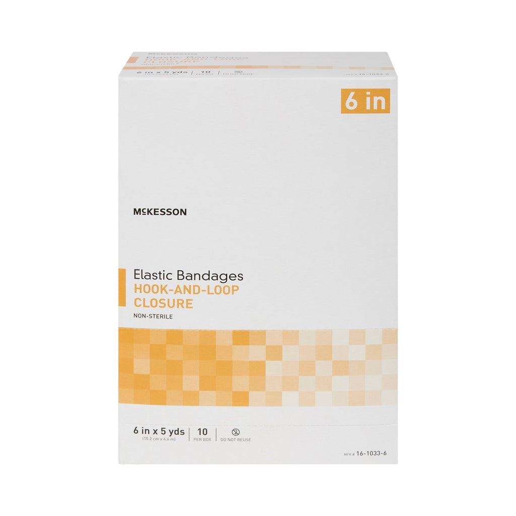McKesson Hook and Loop Closure Elastic Bandage, 6 Inch x 5 Yard 16-1033-6