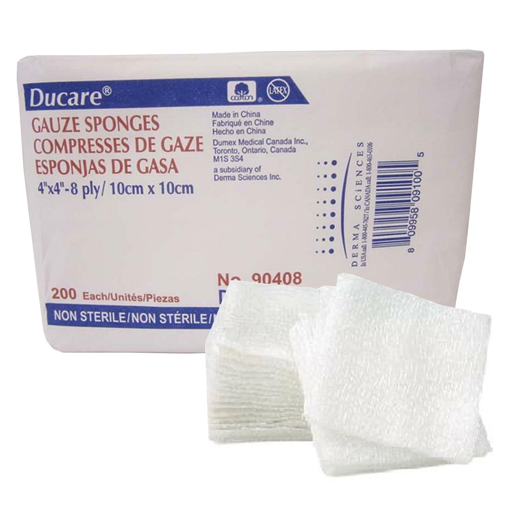 Ducare Gauze Sponge, 4 x 4 Inch, 8-Ply 90408