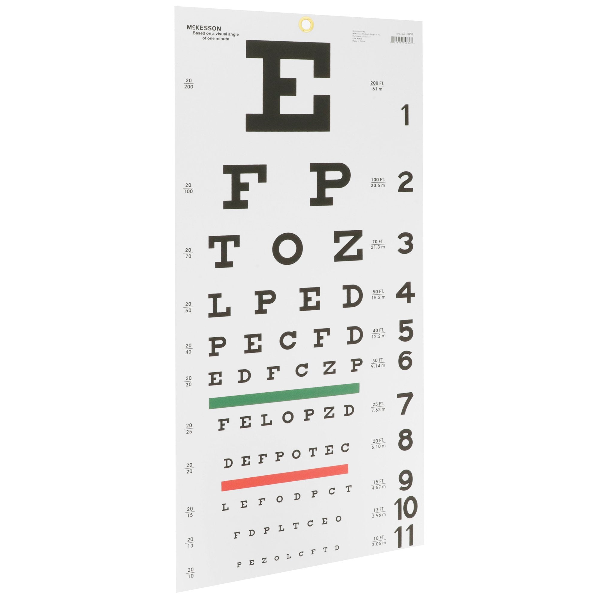 McKesson Eye Test Chart, 11 x 22 Inch 63-3050